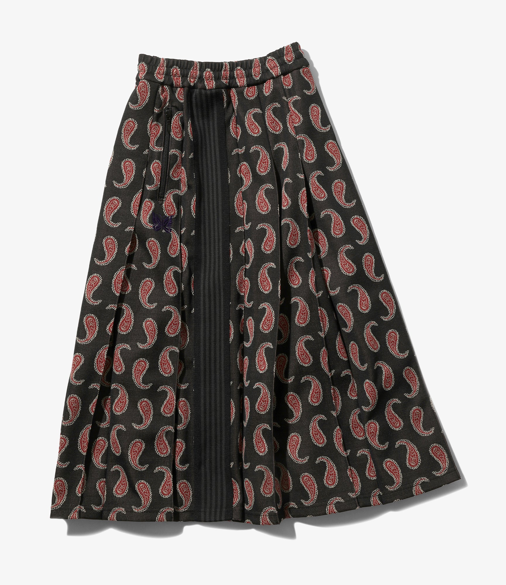 Pleated Track Skirt - Paisley - Poly Jacquard