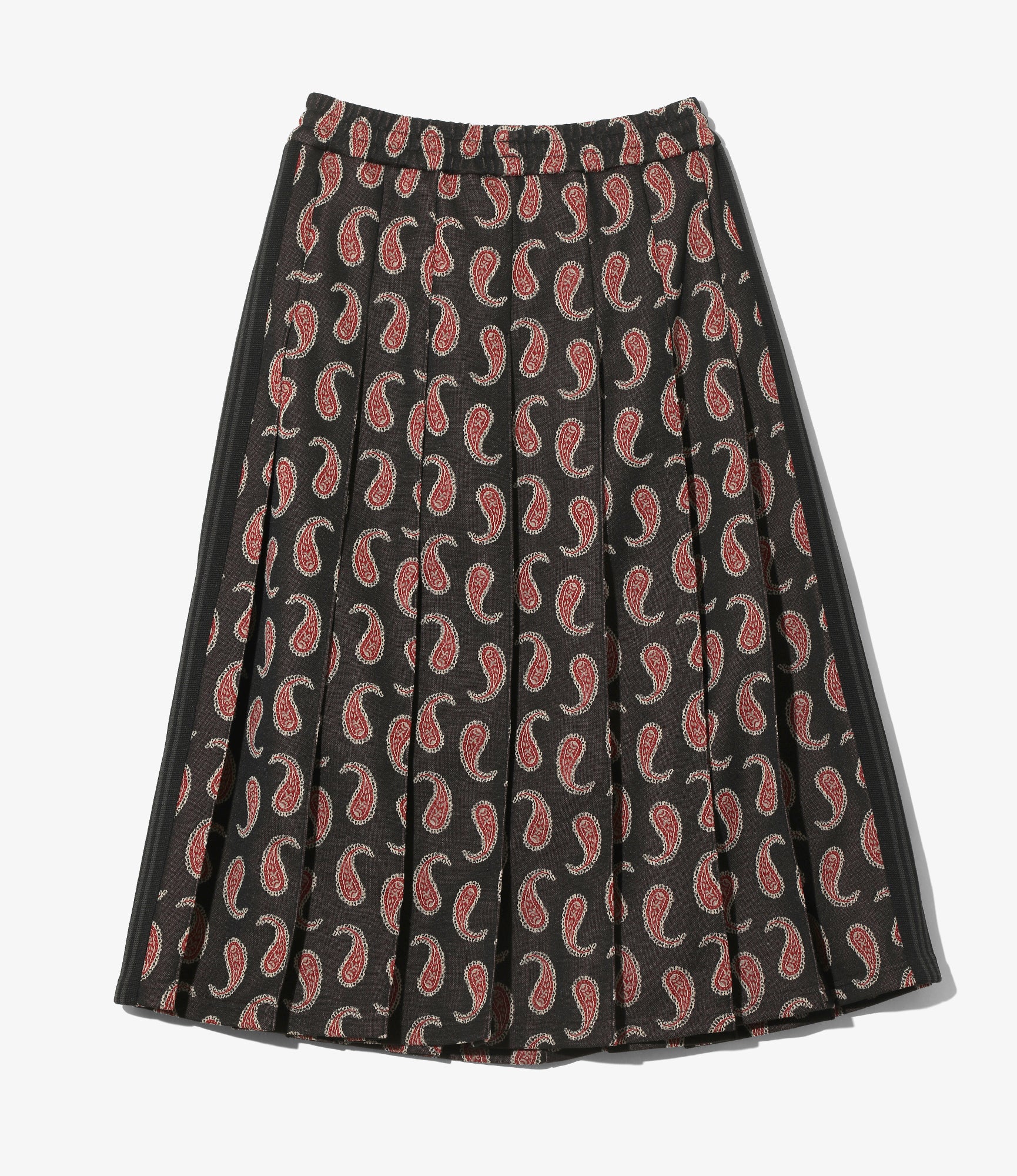 Pleated Track Skirt - Paisley - Poly Jacquard