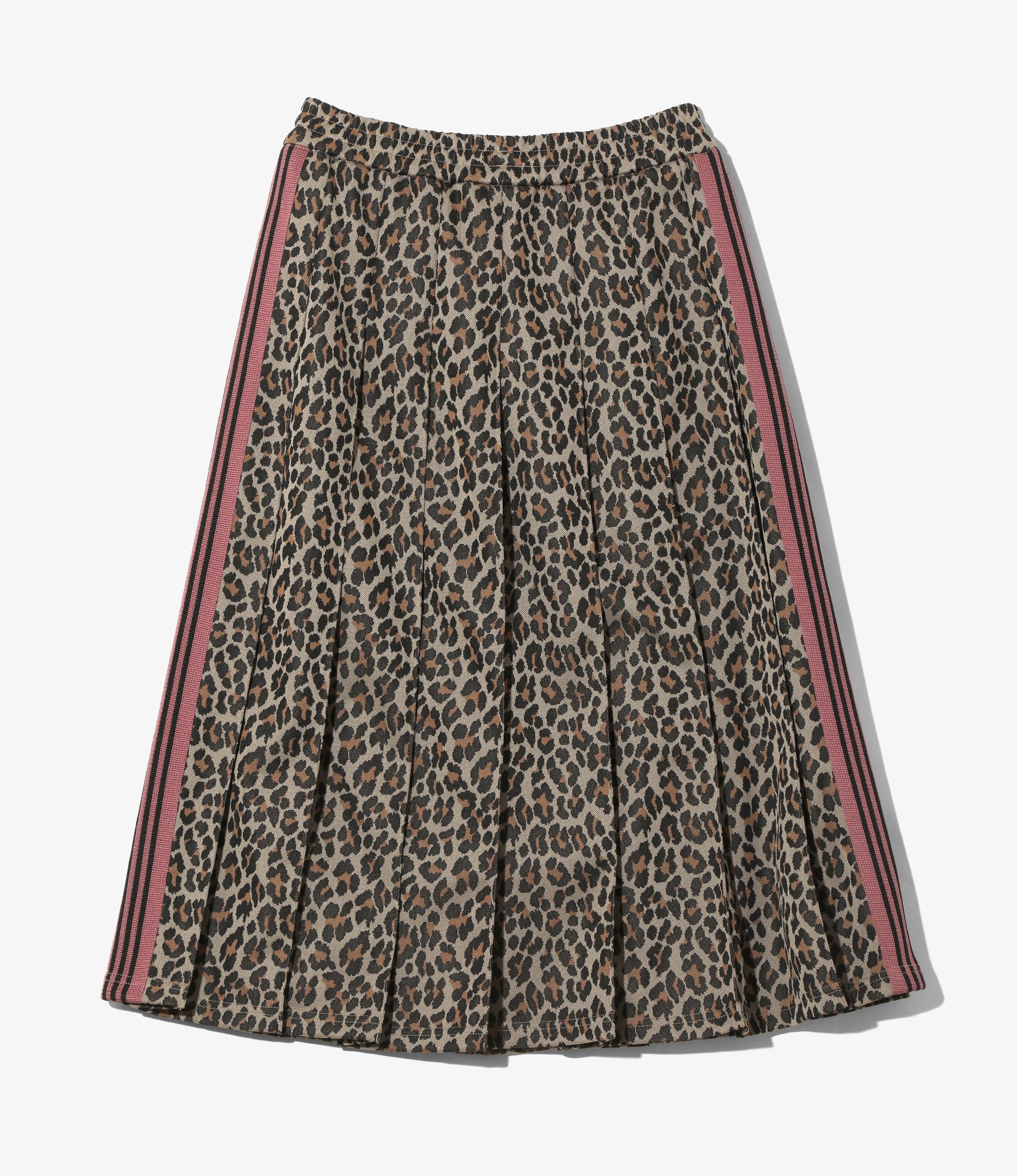 Pleated Track Skirt - Leopard - Poly Jacquard