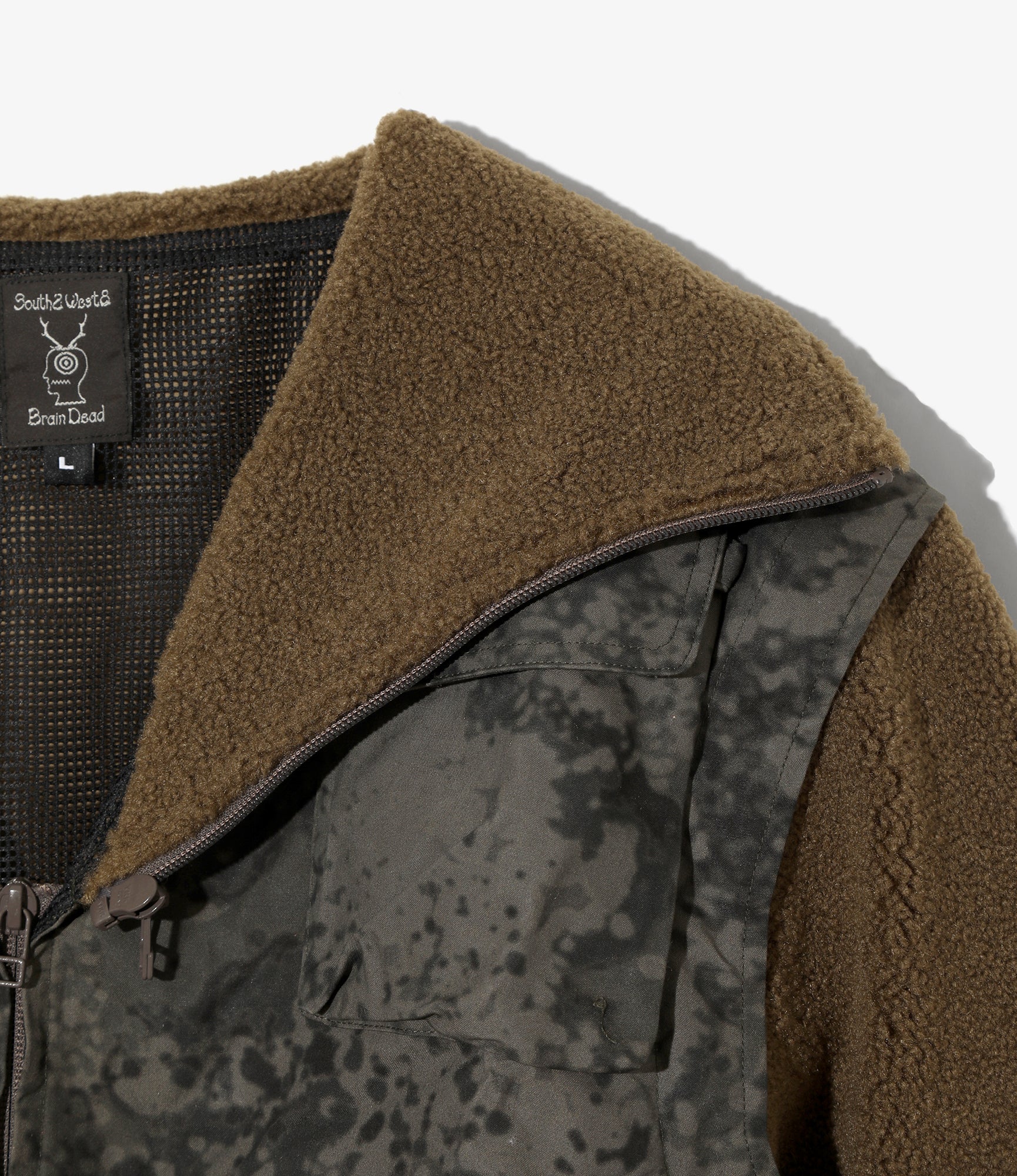 S2W8 x Brain Dead - Fleece Sleeve Tenkara Short Jacket - Grey