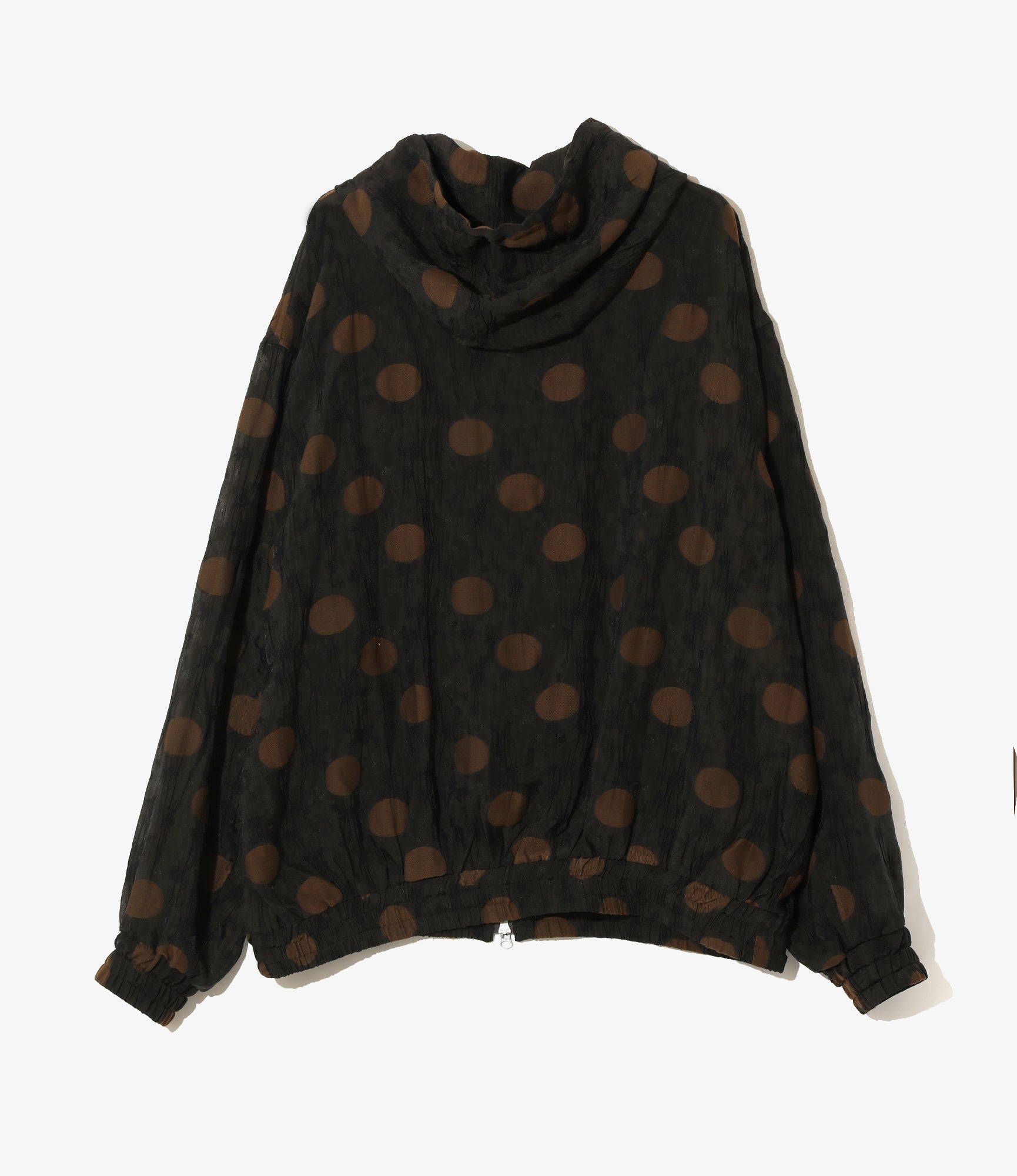 Zipped Work Hoody - Brown - Shrunken Jacquard / Polka Dots