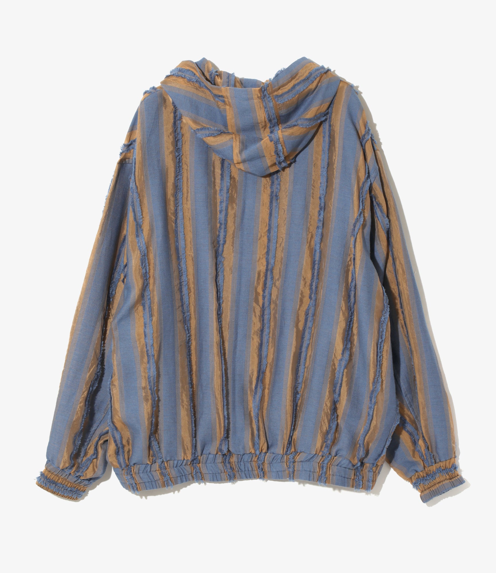 Zipped Work Hoody - Beige/Blue - Stripe Cut Jacquard