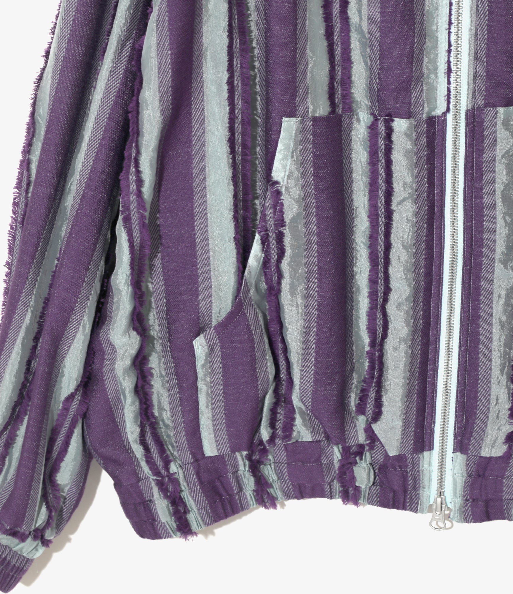 Zipped Work Hoody - Sax/Purple - Stripe Cut Jacquard