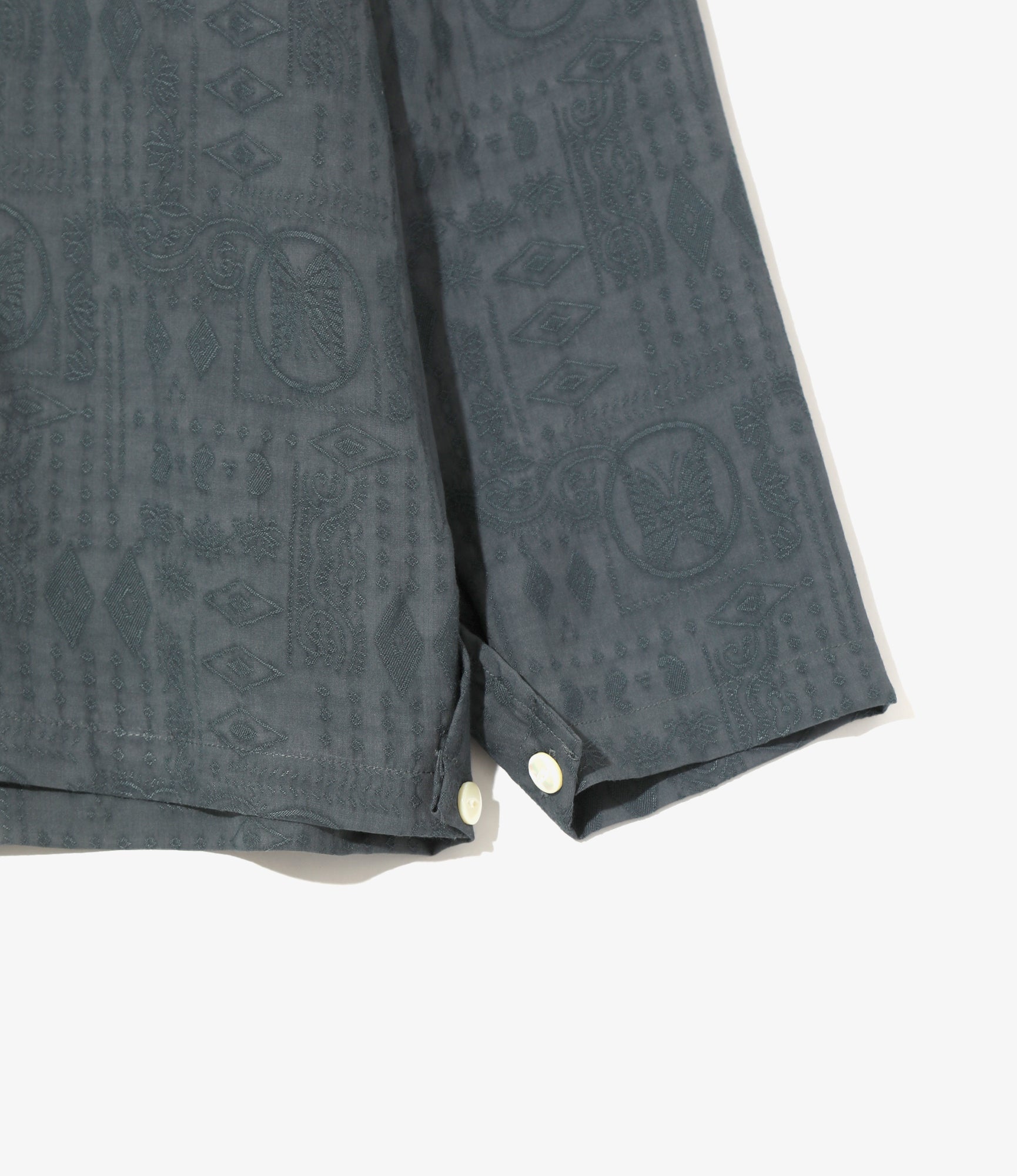 V-Neck Pullover - Blue Grey - Rayon Fine Pattern Jacquard