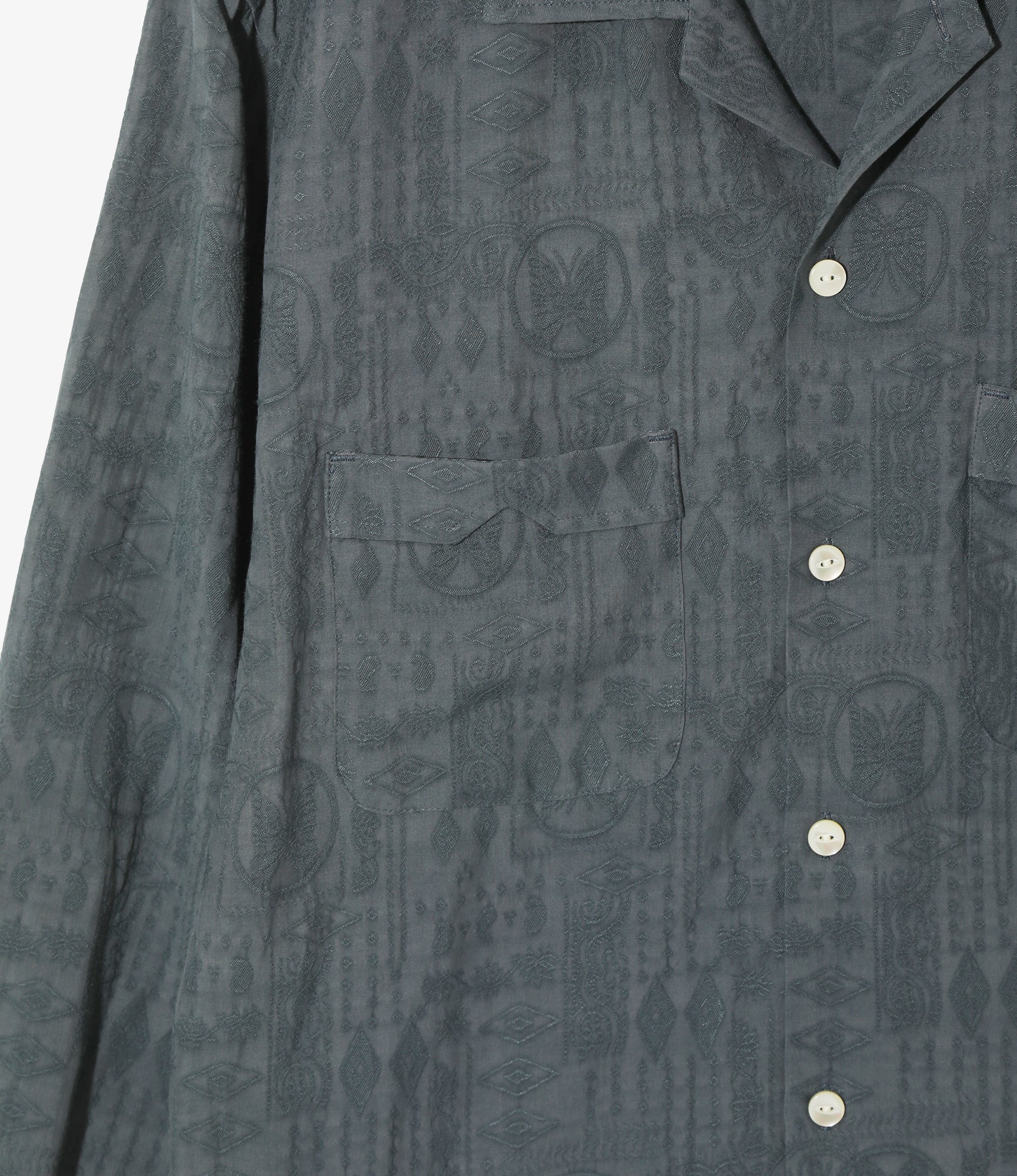 One-Up Shirt - Blue Grey - Rayon Fine Pattern Jacquard
