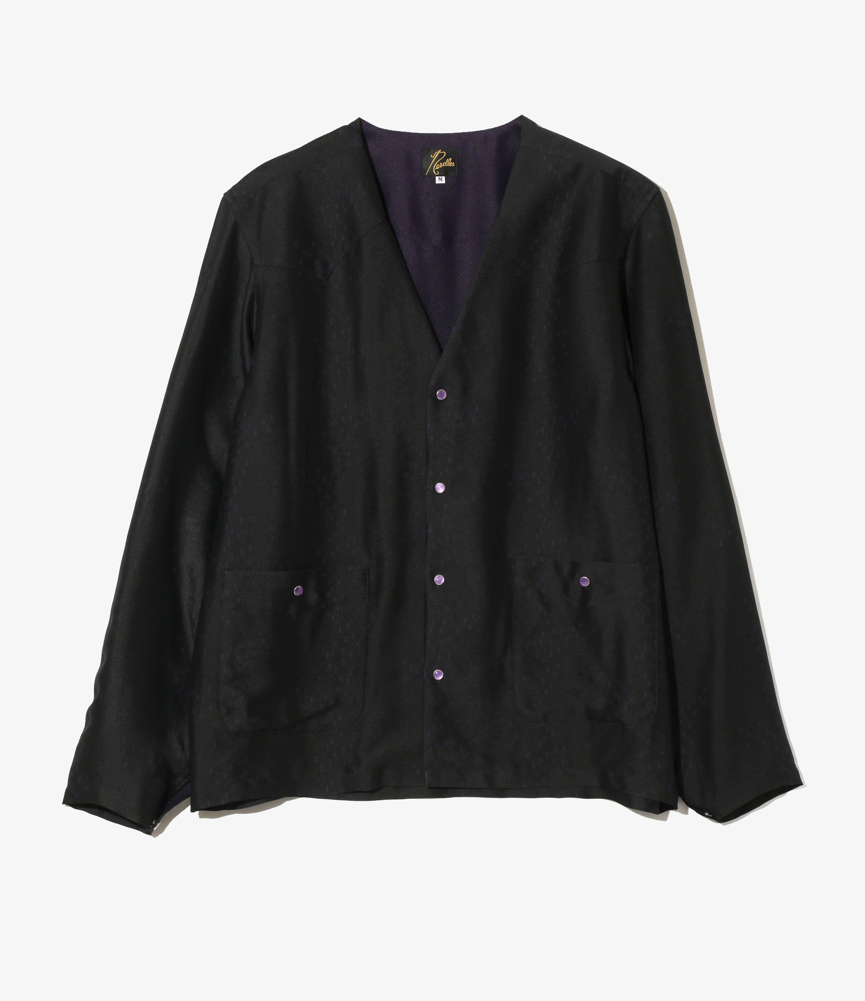 V-Neck Cowboy Shirt - Purple - R/AC Square Dot Jacquard