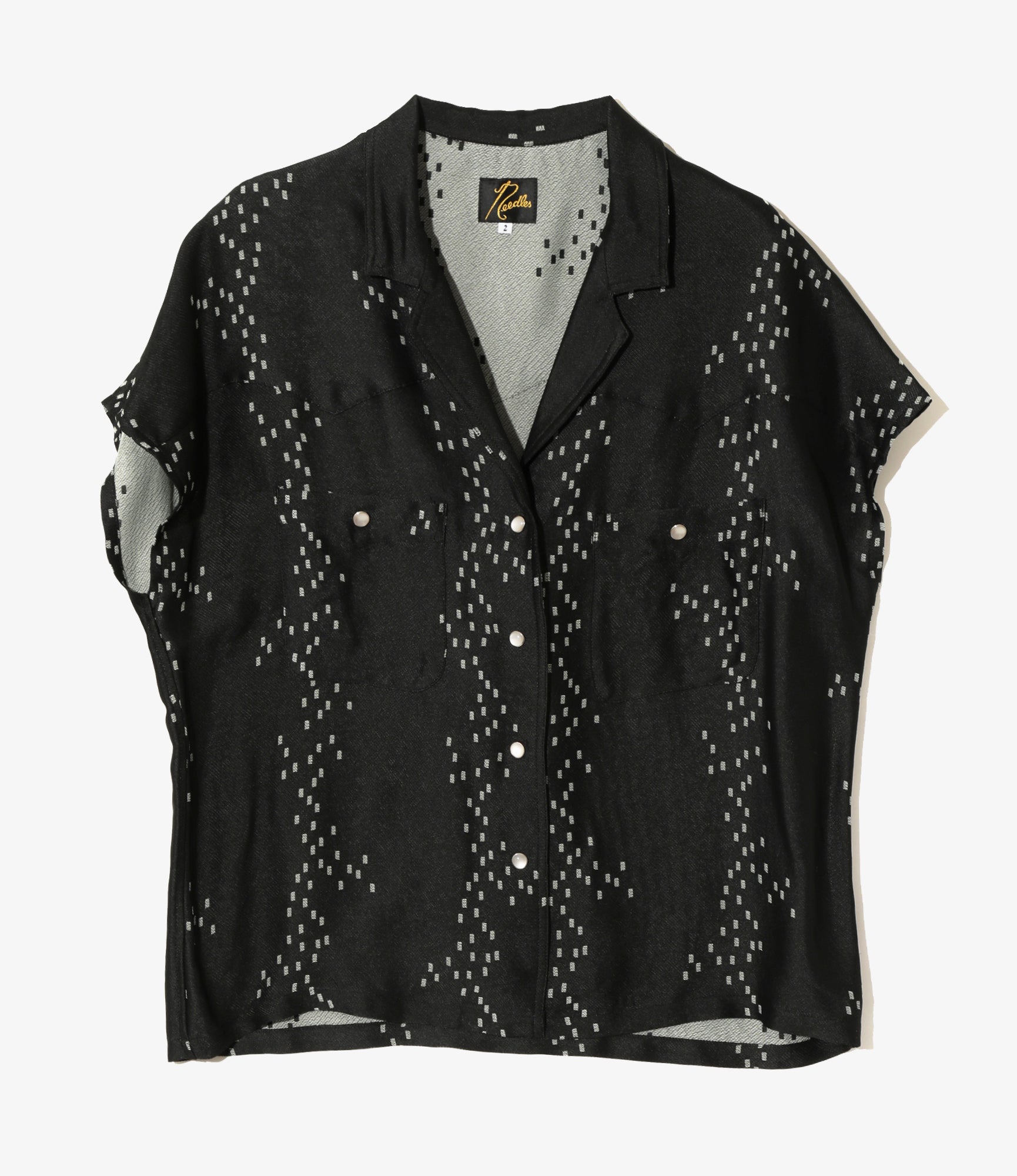 French Sleeve Cowboy Blouse - Off White- R/AC Square Dot Jacquard