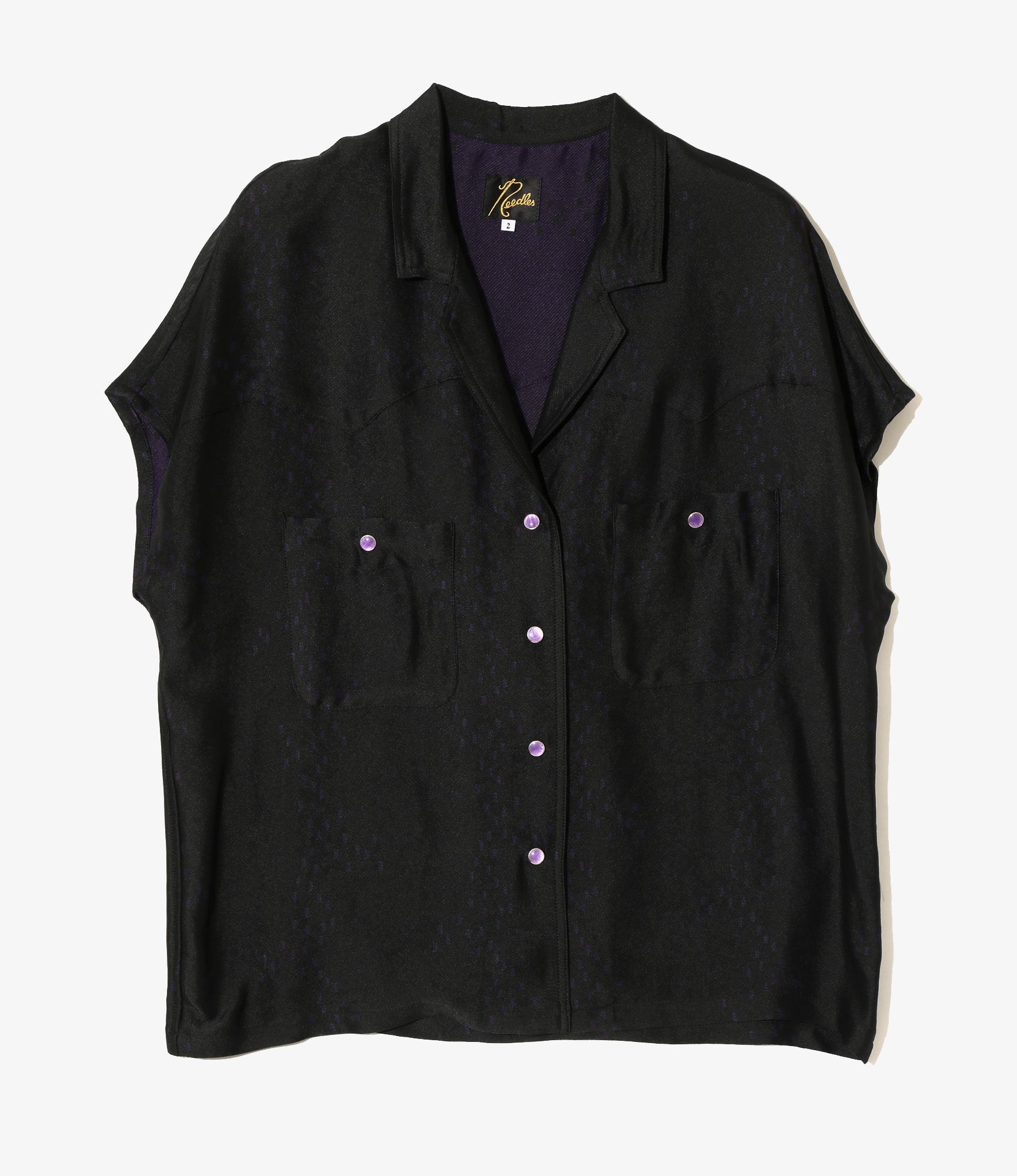 French Sleeve Cowboy Blouse - Purple - R/AC Square Dot Jacquard