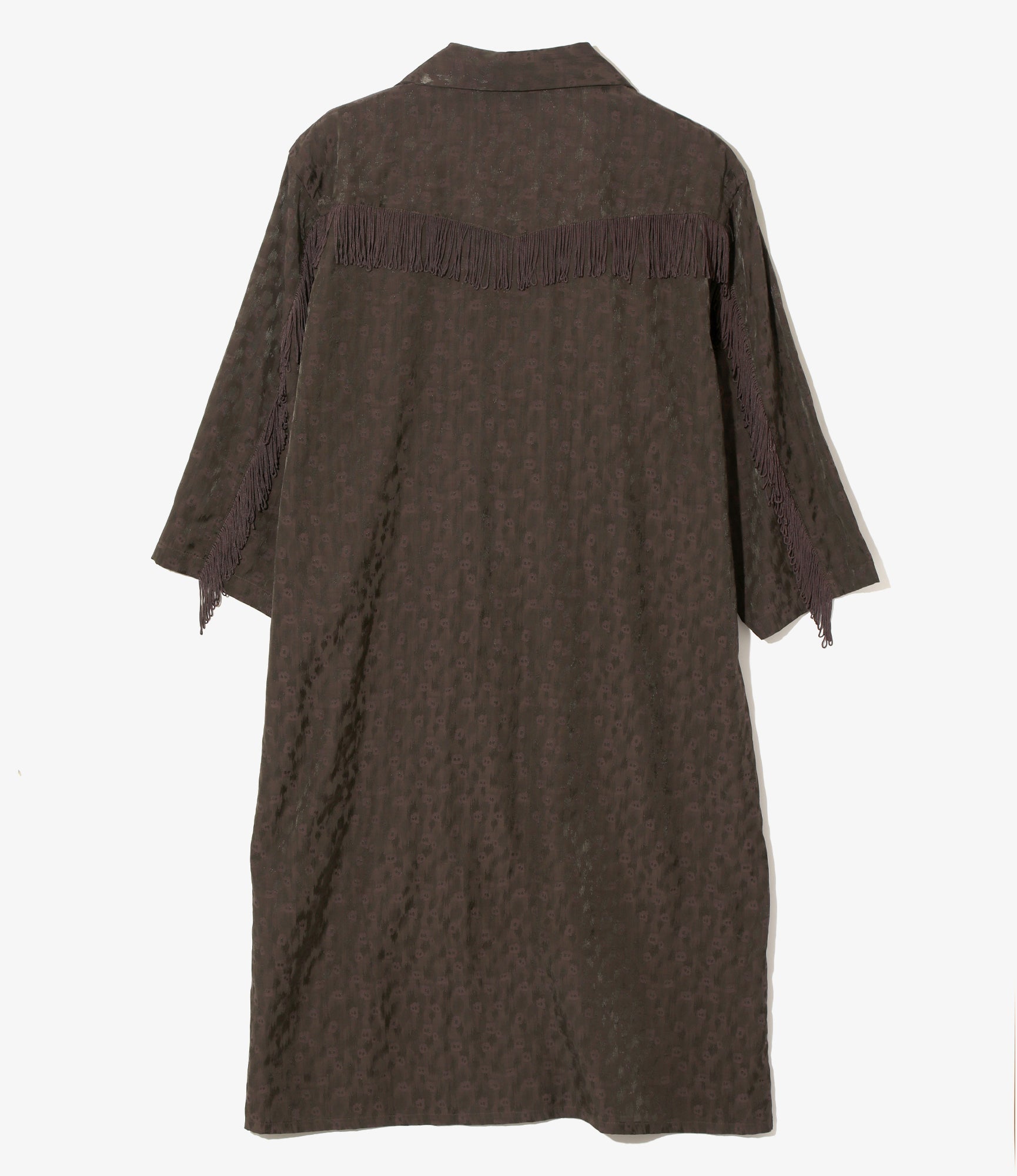 Fringe Shirt Dress - Dk.Brown - R/C Leopard Jacquard