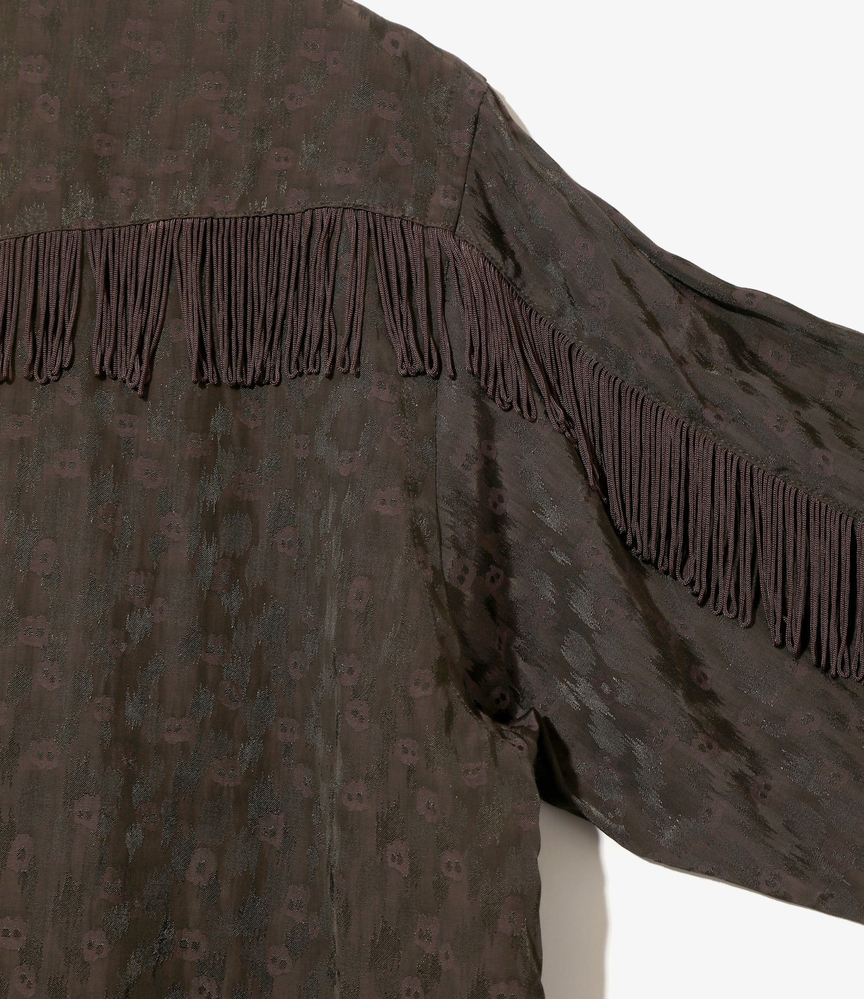 Fringe Shirt Dress - Dk.Brown - R/C Leopard Jacquard