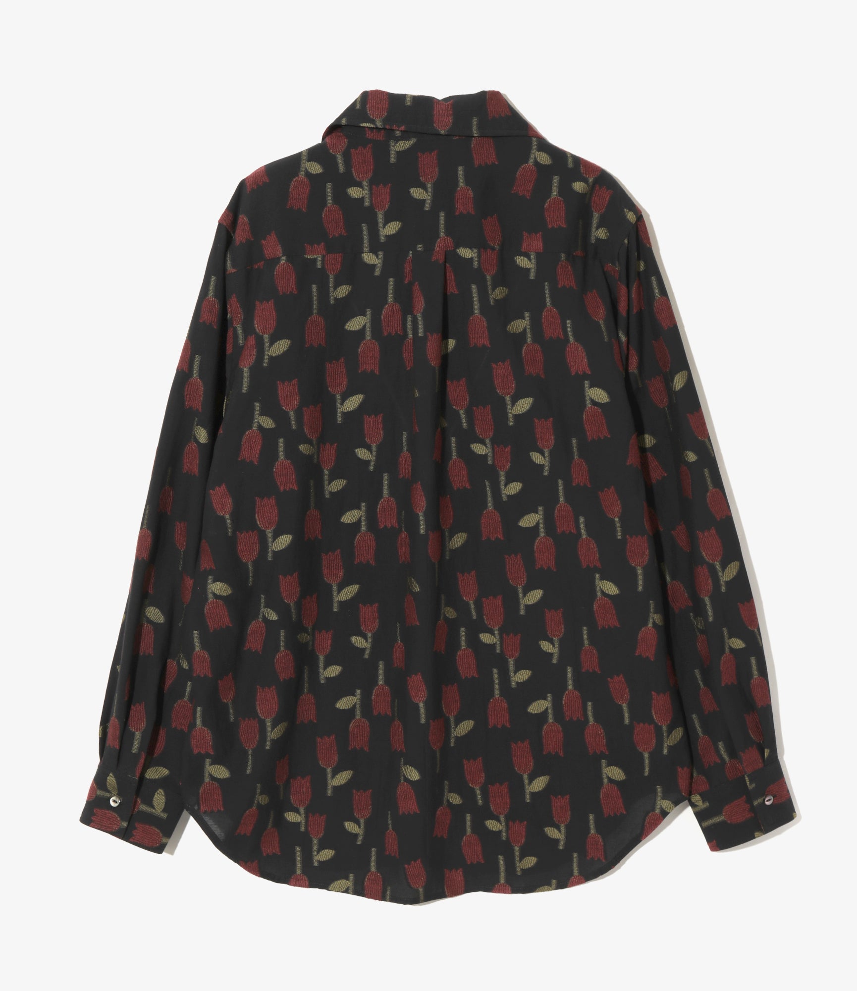 Italian Collar Shirt - Dk. Navy - R/W Tulip Jacquard