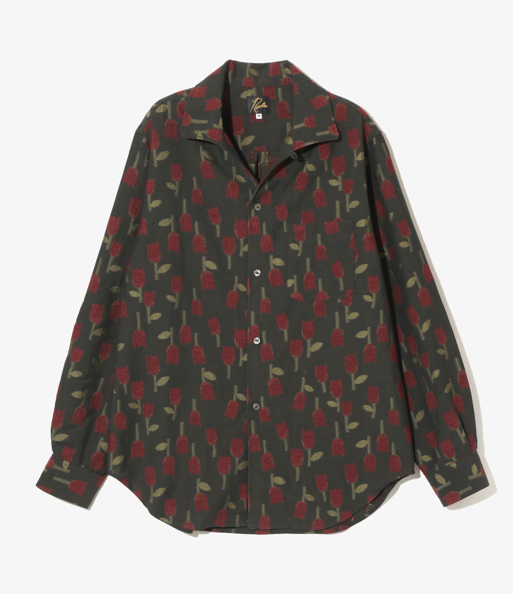 Italian Collar Shirt - Charcoal - R/W Tulip Jacquard