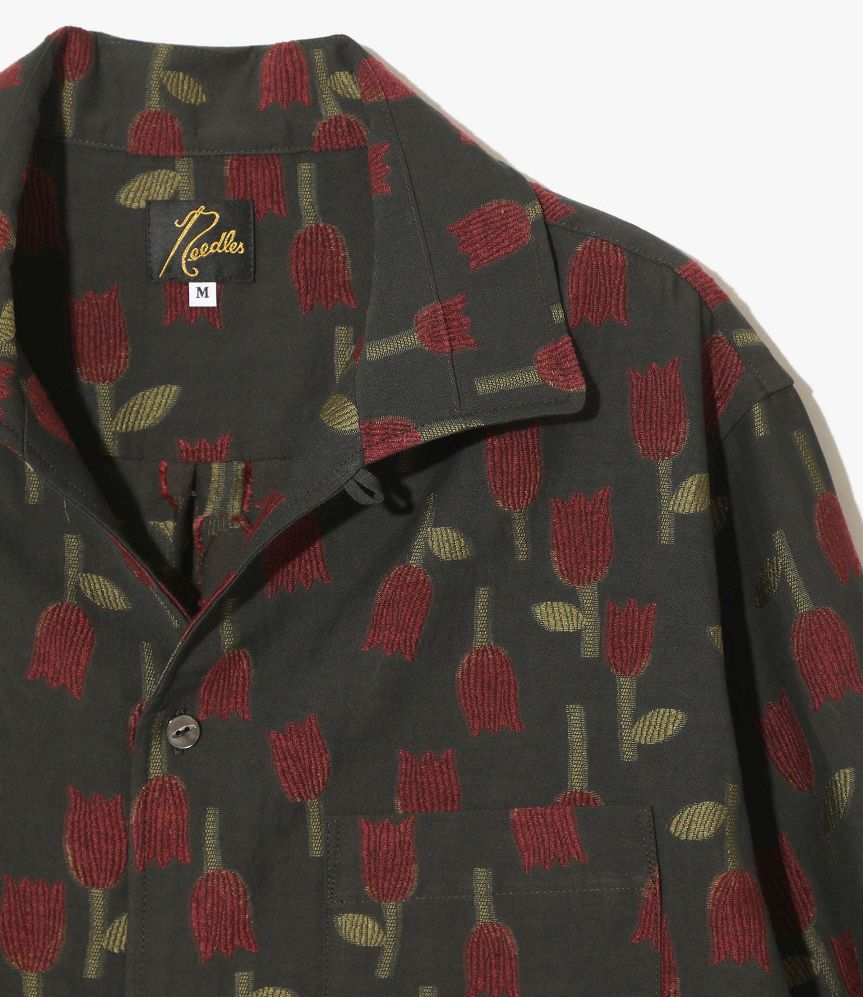 Italian Collar Shirt - Charcoal - R/W Tulip Jacquard