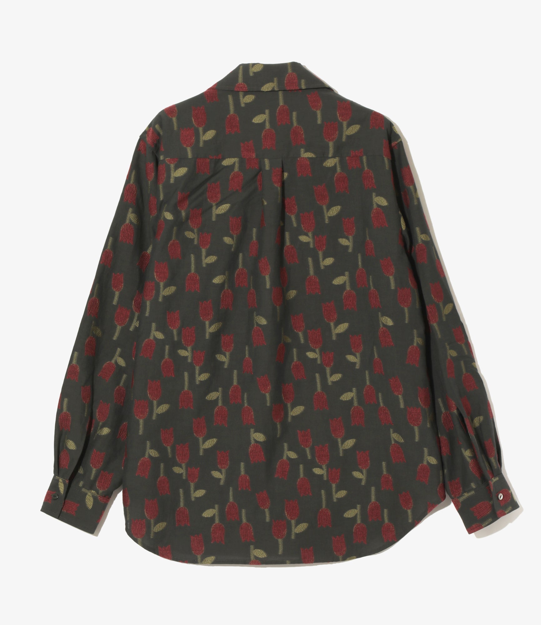 Italian Collar Shirt - Charcoal - R/W Tulip Jacquard