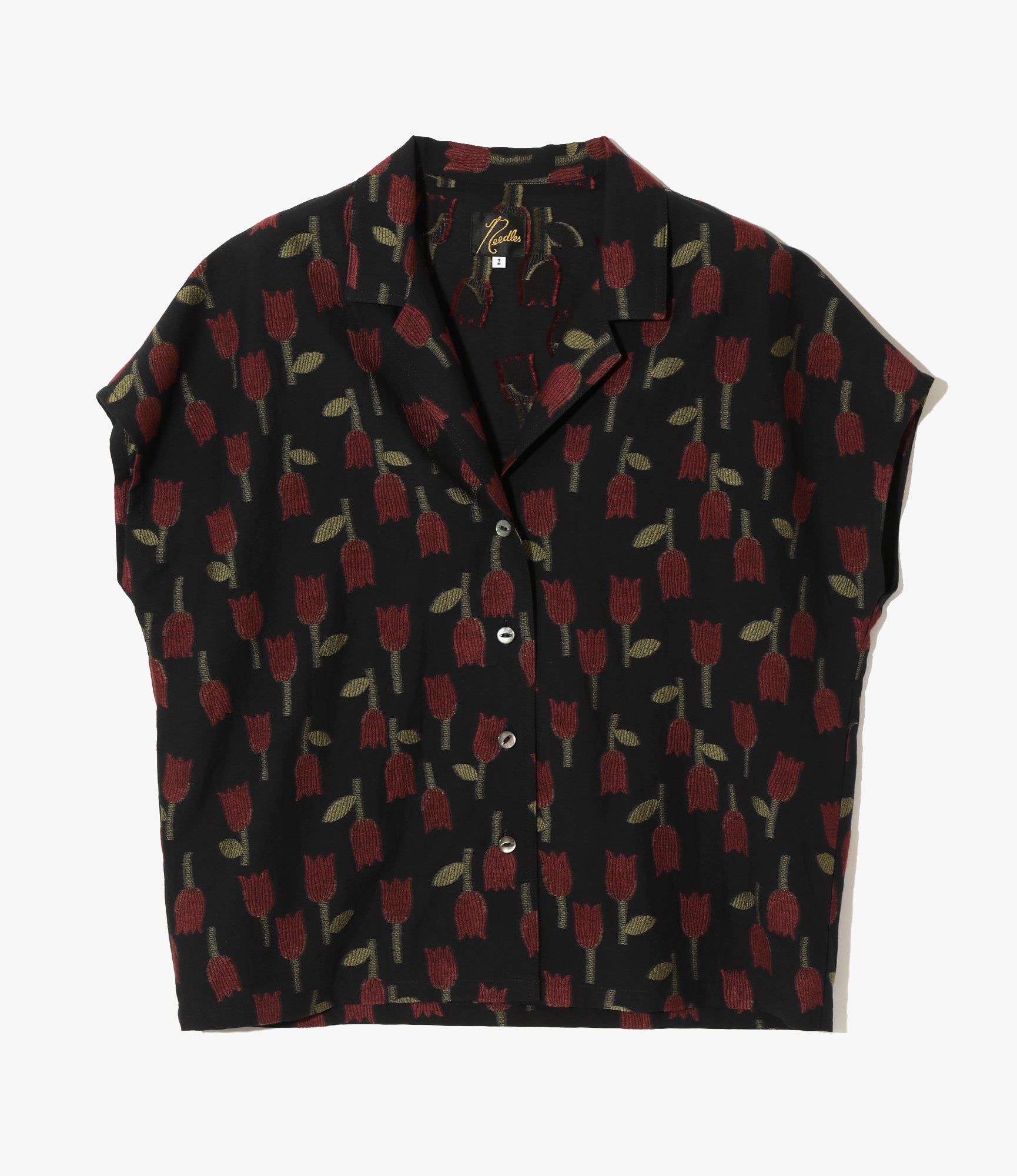 French Sleeve Blouse - Dk. Navy - R/W Tulip Jacquard