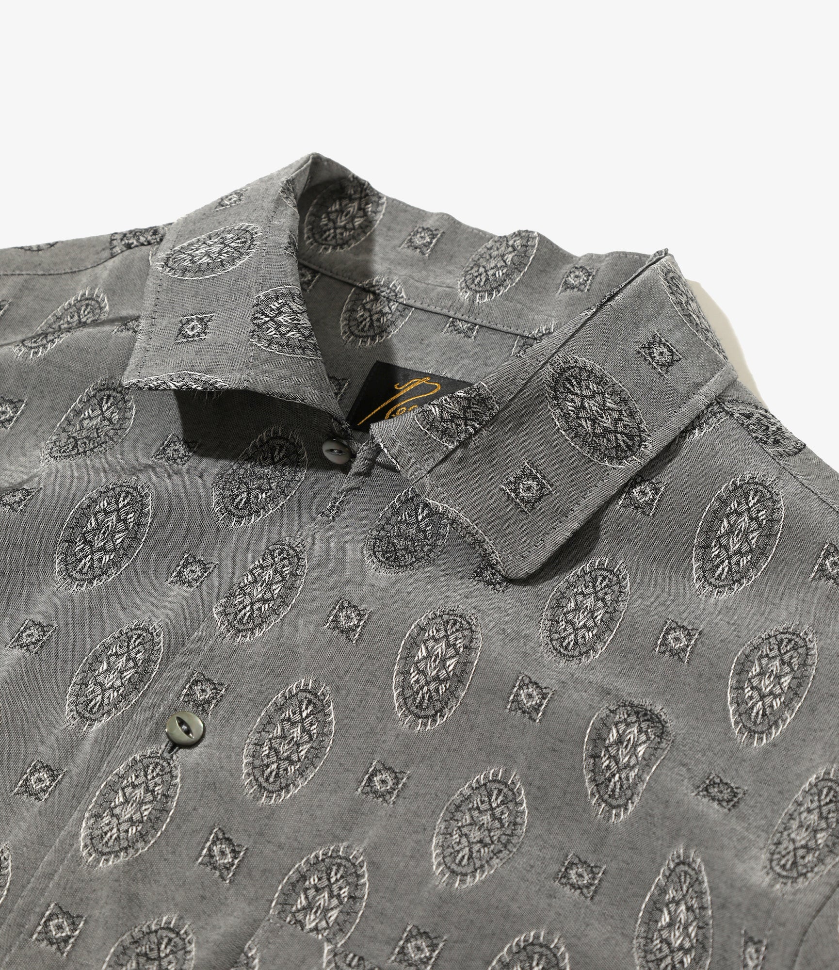 Italian Collar Shirt - Grey - Fine Pattern Jacquard