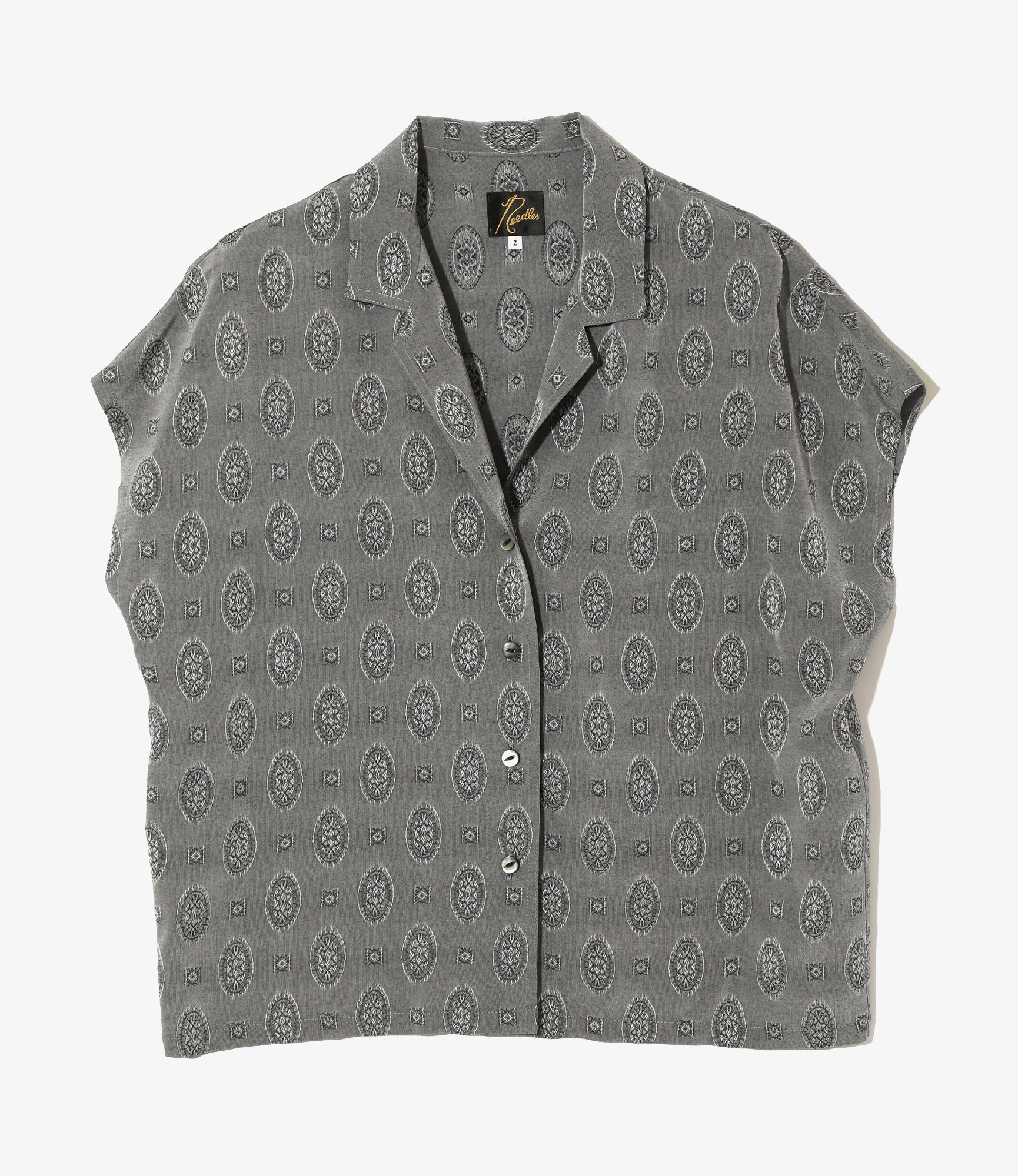French Sleeve Blouse - Grey - Fine Pattern Jacquard
