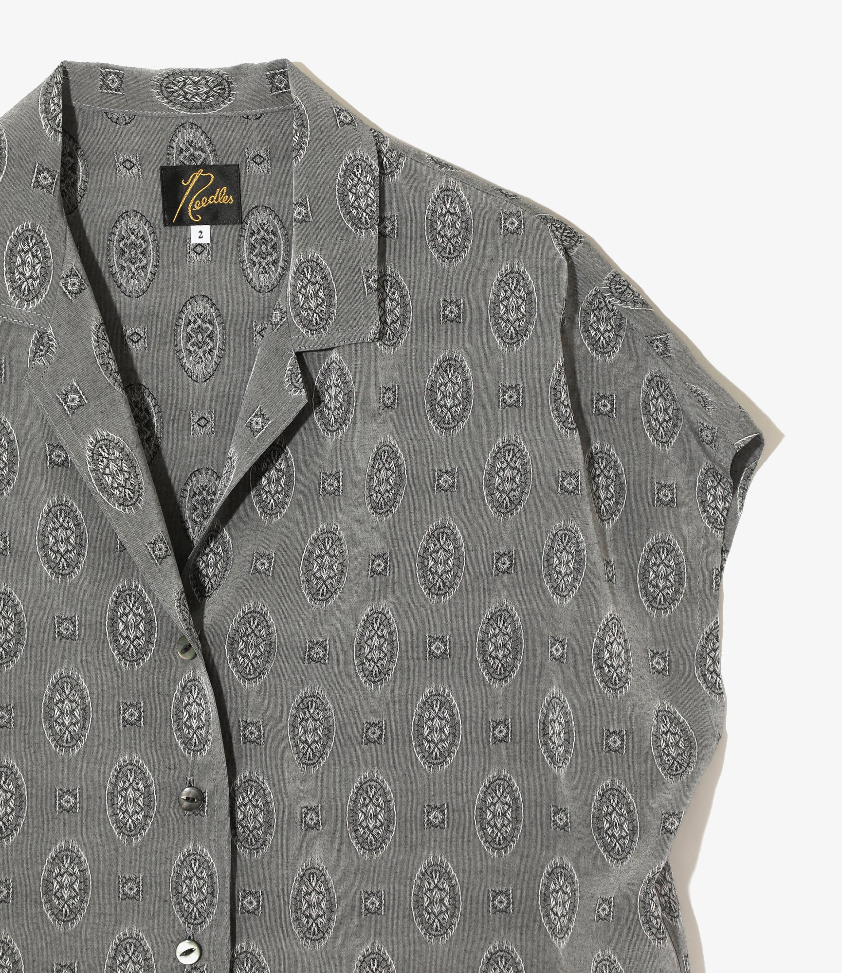 French Sleeve Blouse - Grey - Fine Pattern Jacquard