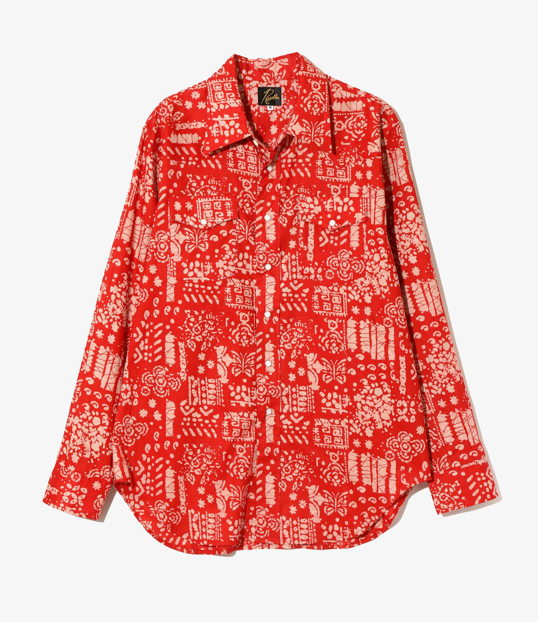 Western Shirt - Red - Printed Cotton Lawn / Batik