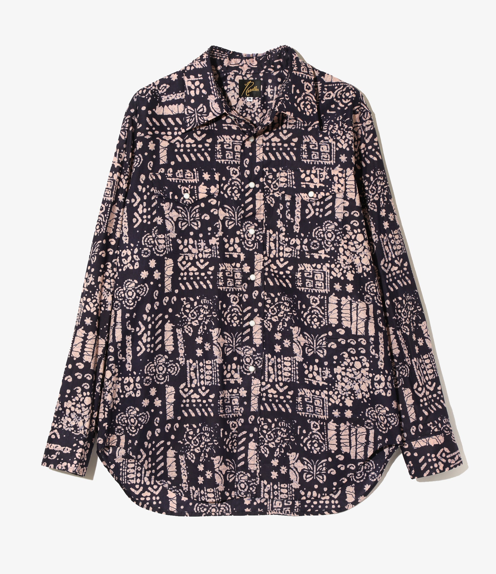 Western Shirt - Navy - Printed Cotton Lawn / Batik