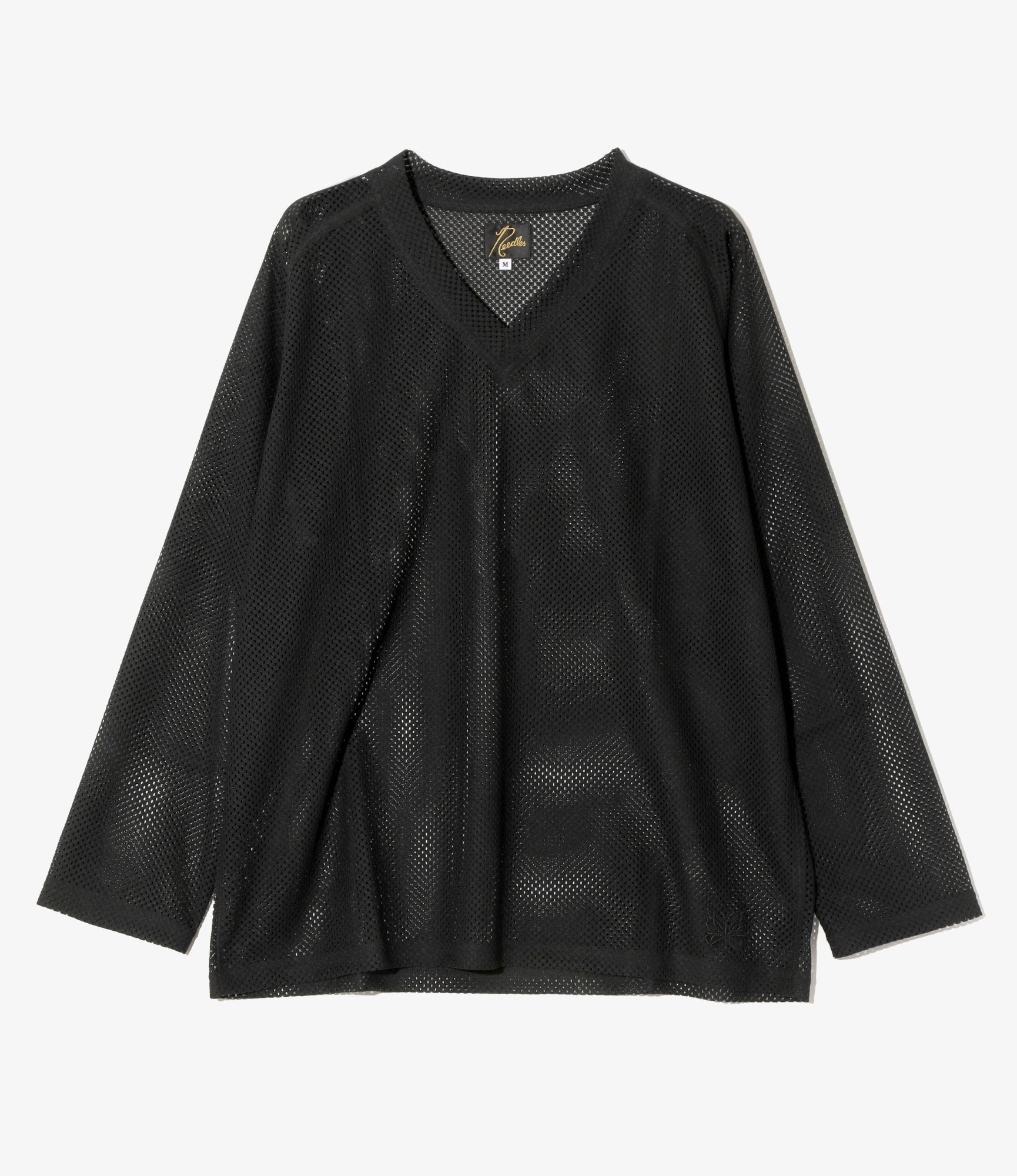 L/S V-Neck Tee - Black - Raschel Lace