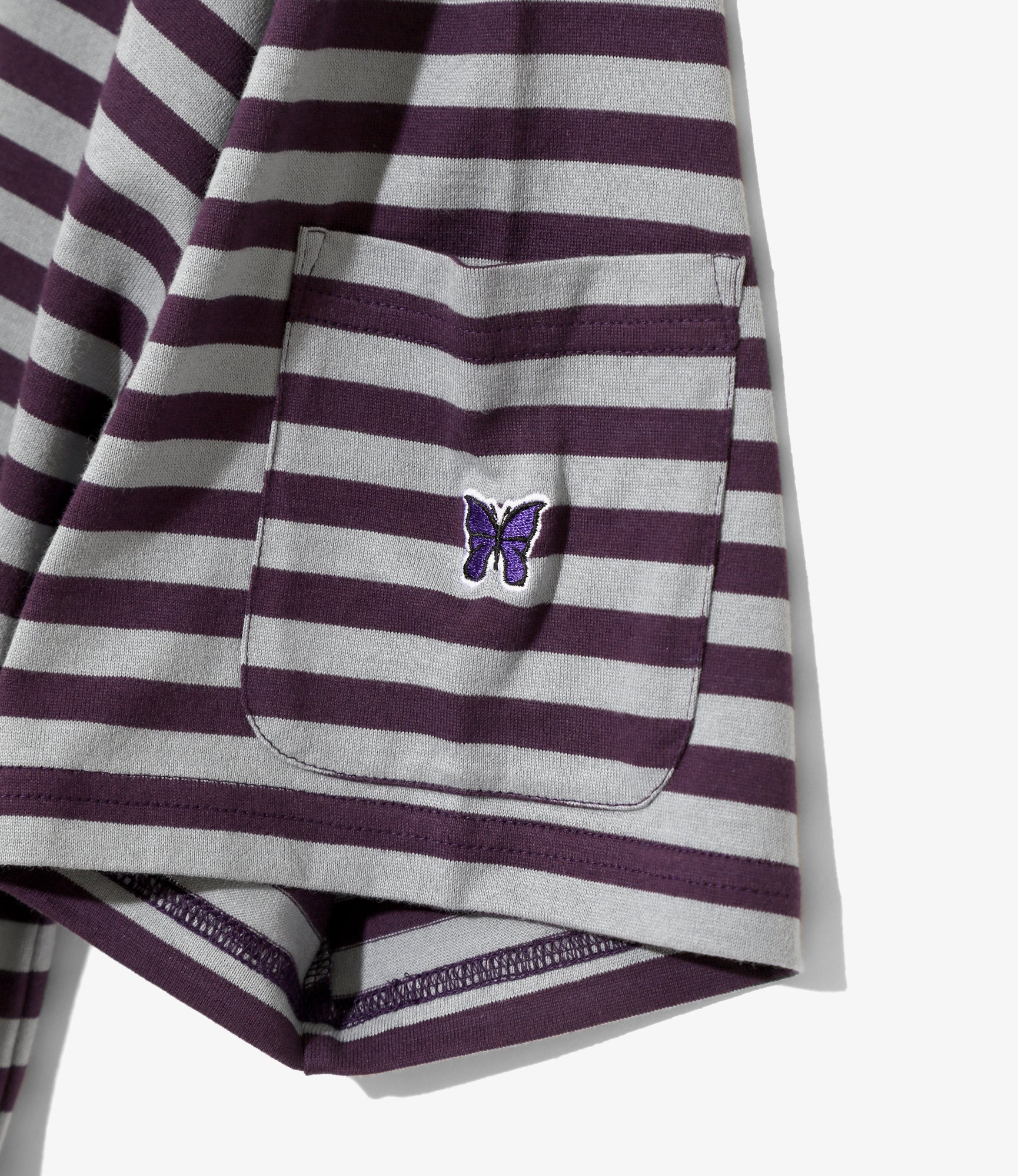 S/S Crew Neck Tee - Purple/Sax - Cotton Stripe Jersey