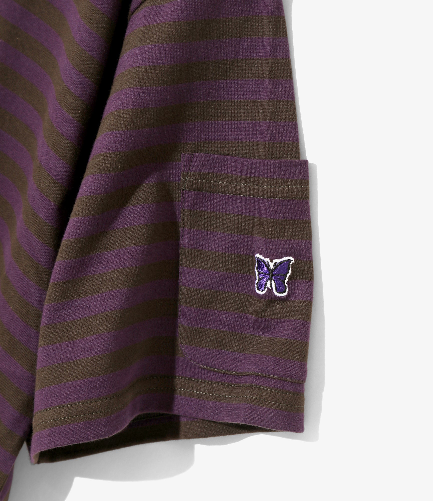 S/S Crew Neck Tee - Purple/Charcoal - Cotton Stripe Jersey
