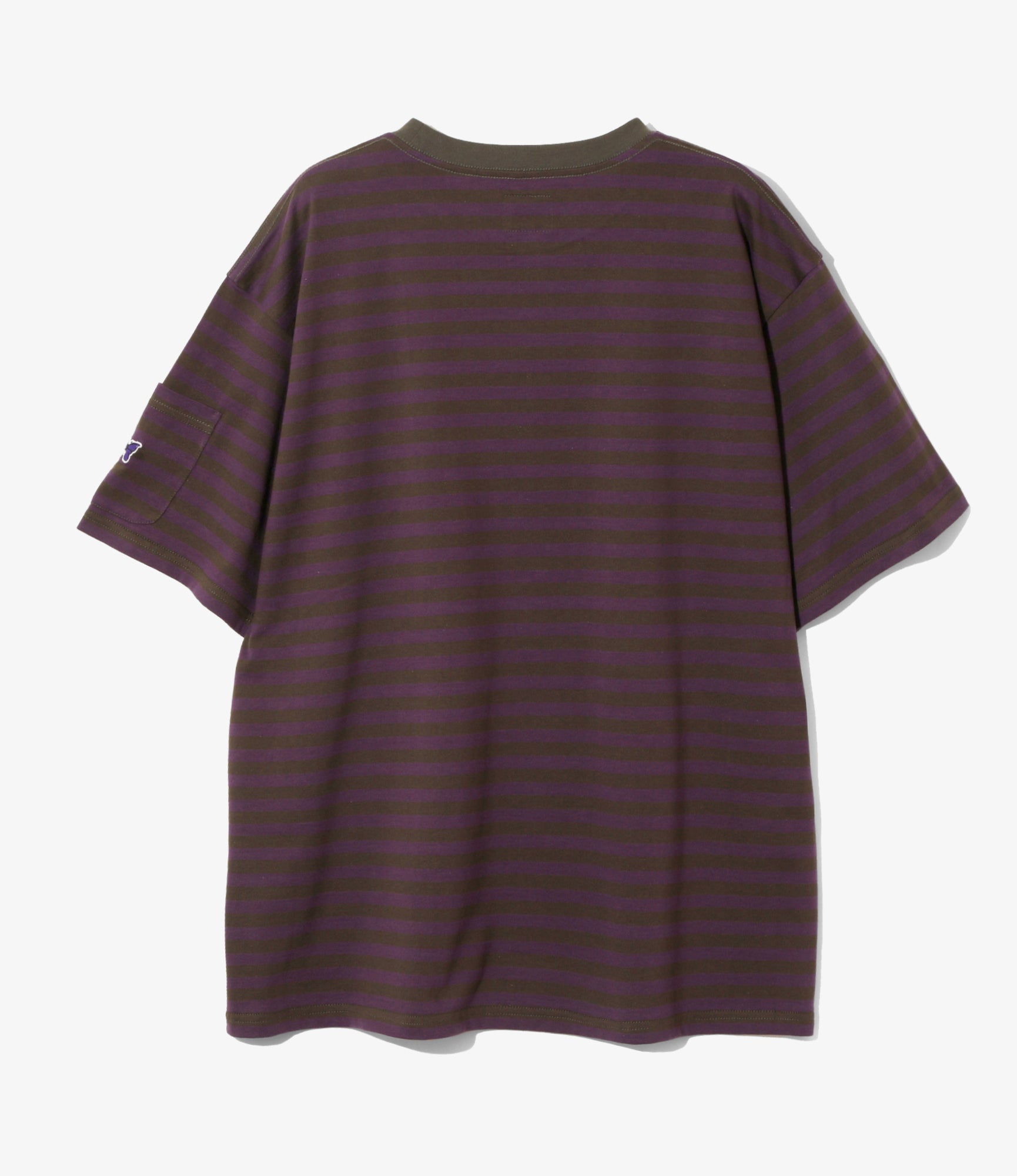 S/S Crew Neck Tee - Purple/Charcoal - Cotton Stripe Jersey