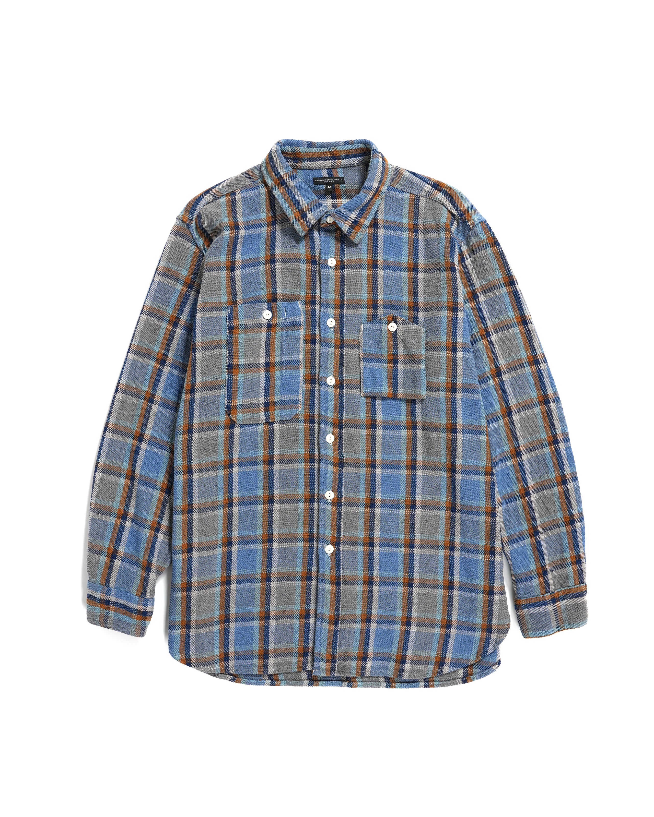 Work Shirt - Blue Cotton Heavy Twill Plaid