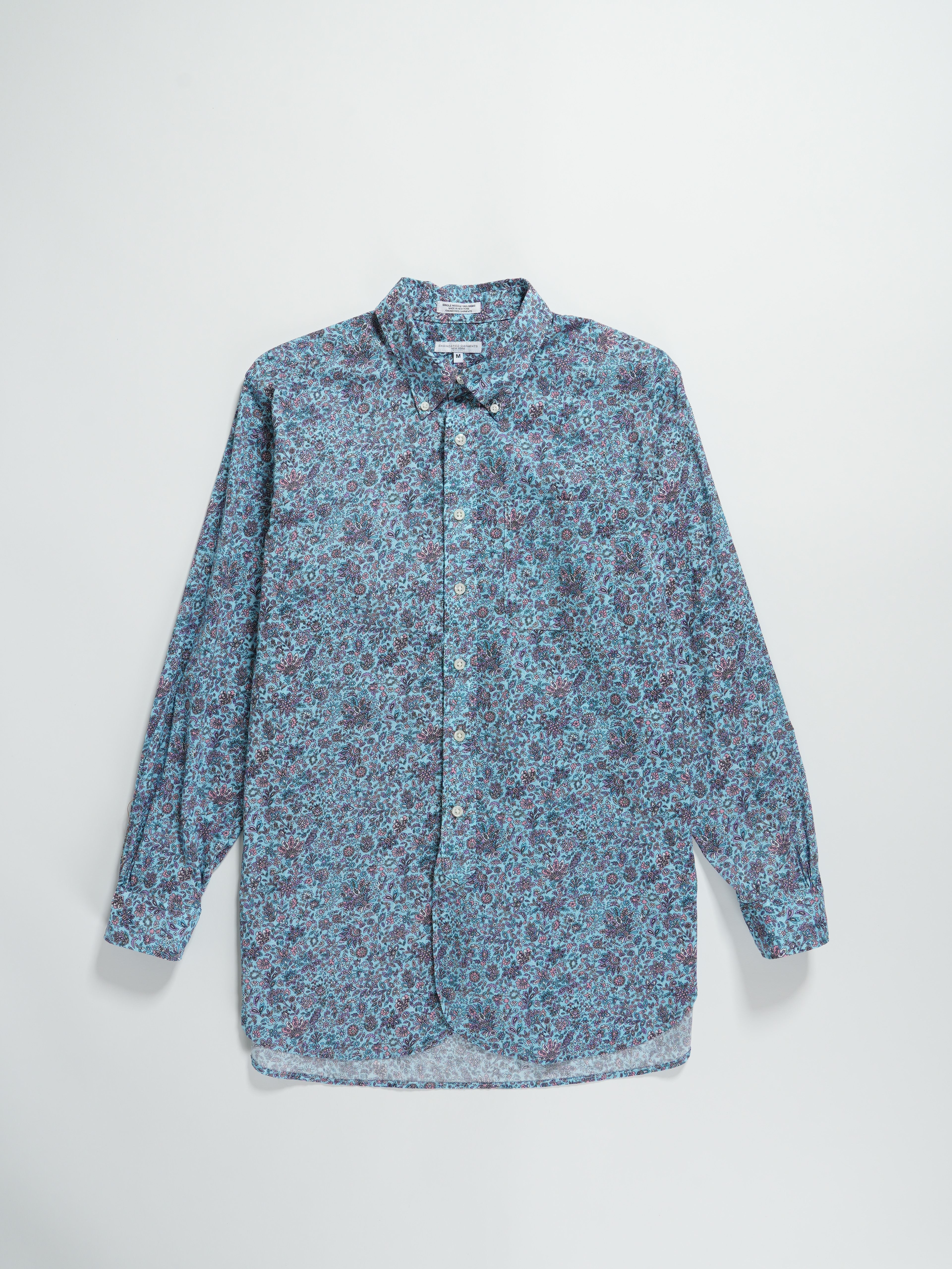 19 Century BD Shirt - Lt. Blue Cotton Floral Lawn