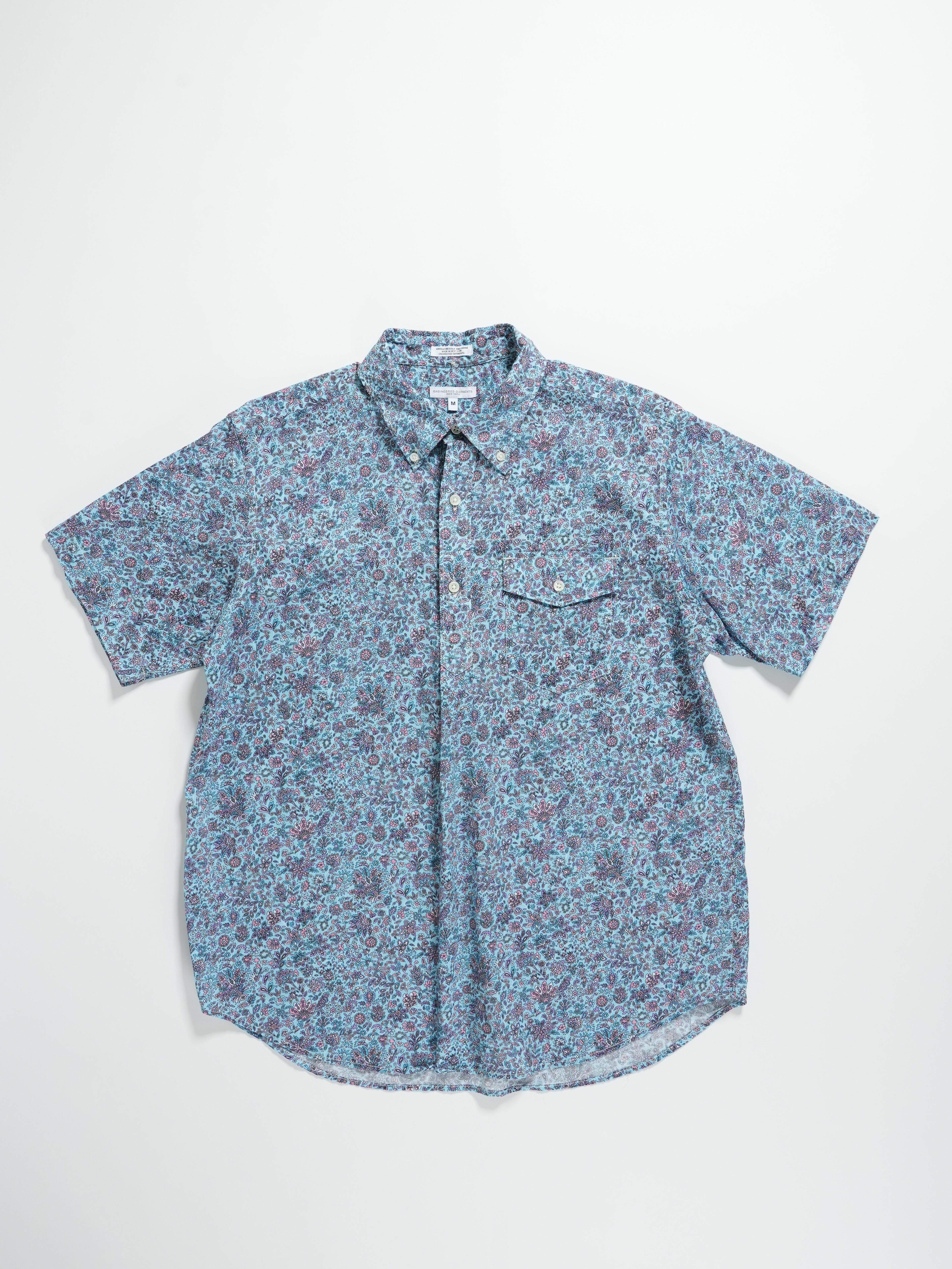 Popover BD Shirt - Lt. Blue Cotton Floral Lawn