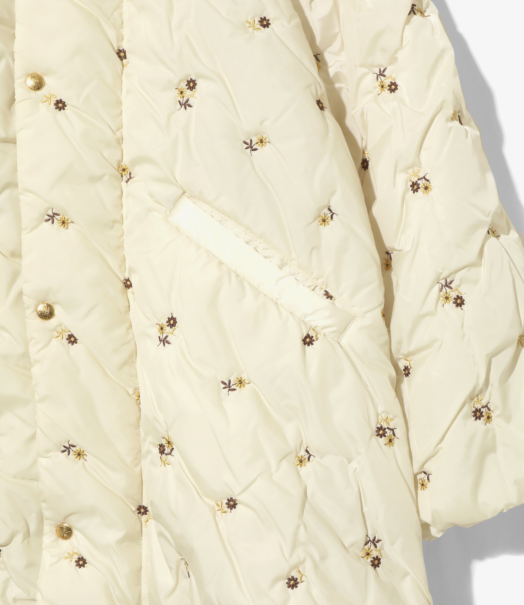Padded Coat - Ivory - Original Floral Embroidery
