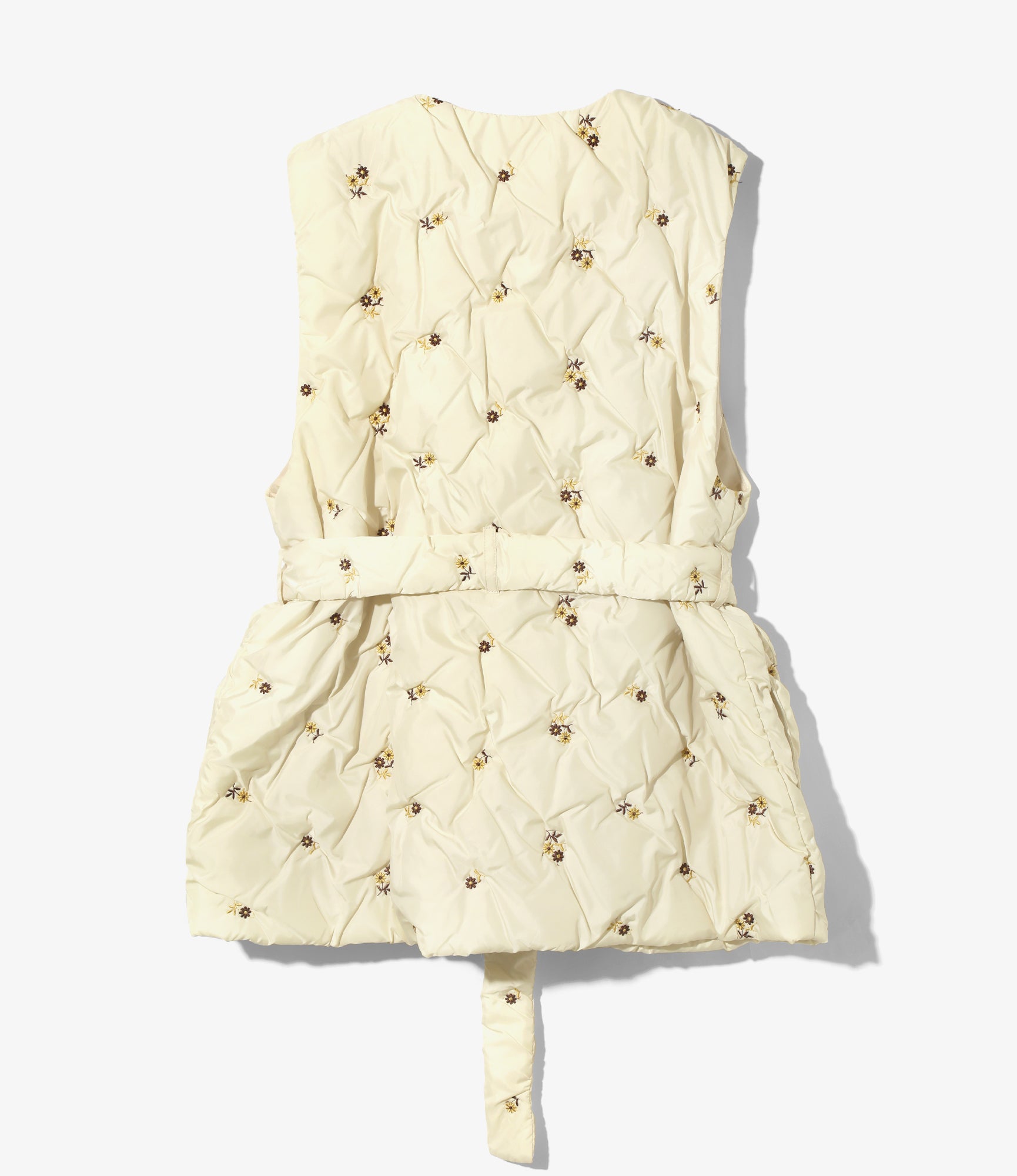 Padded Vest - Ivory - Original Floral Embroidery
