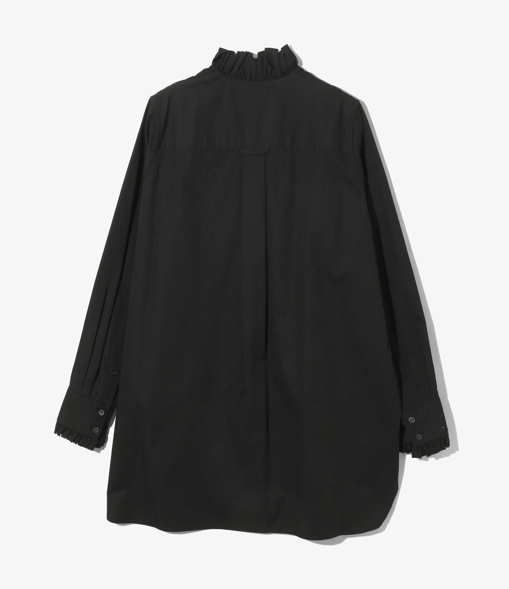 Frill Stand Collar Shirt - Black