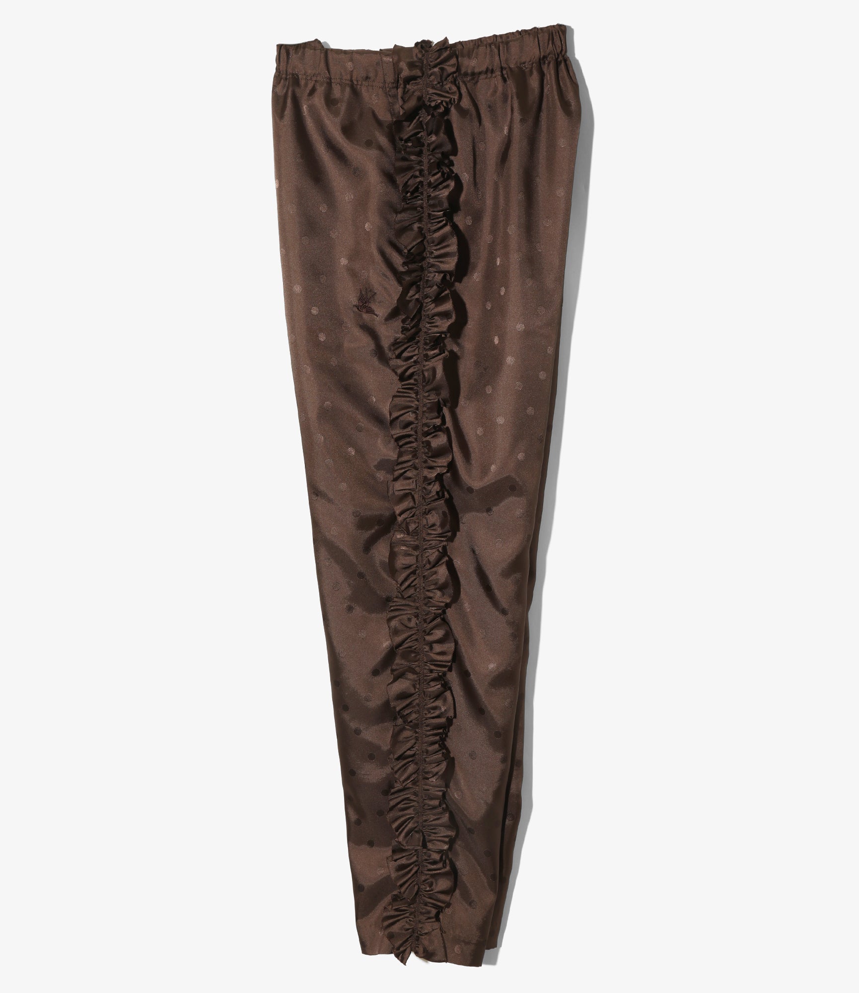 Frill Side Pants - Brown - Jacquard