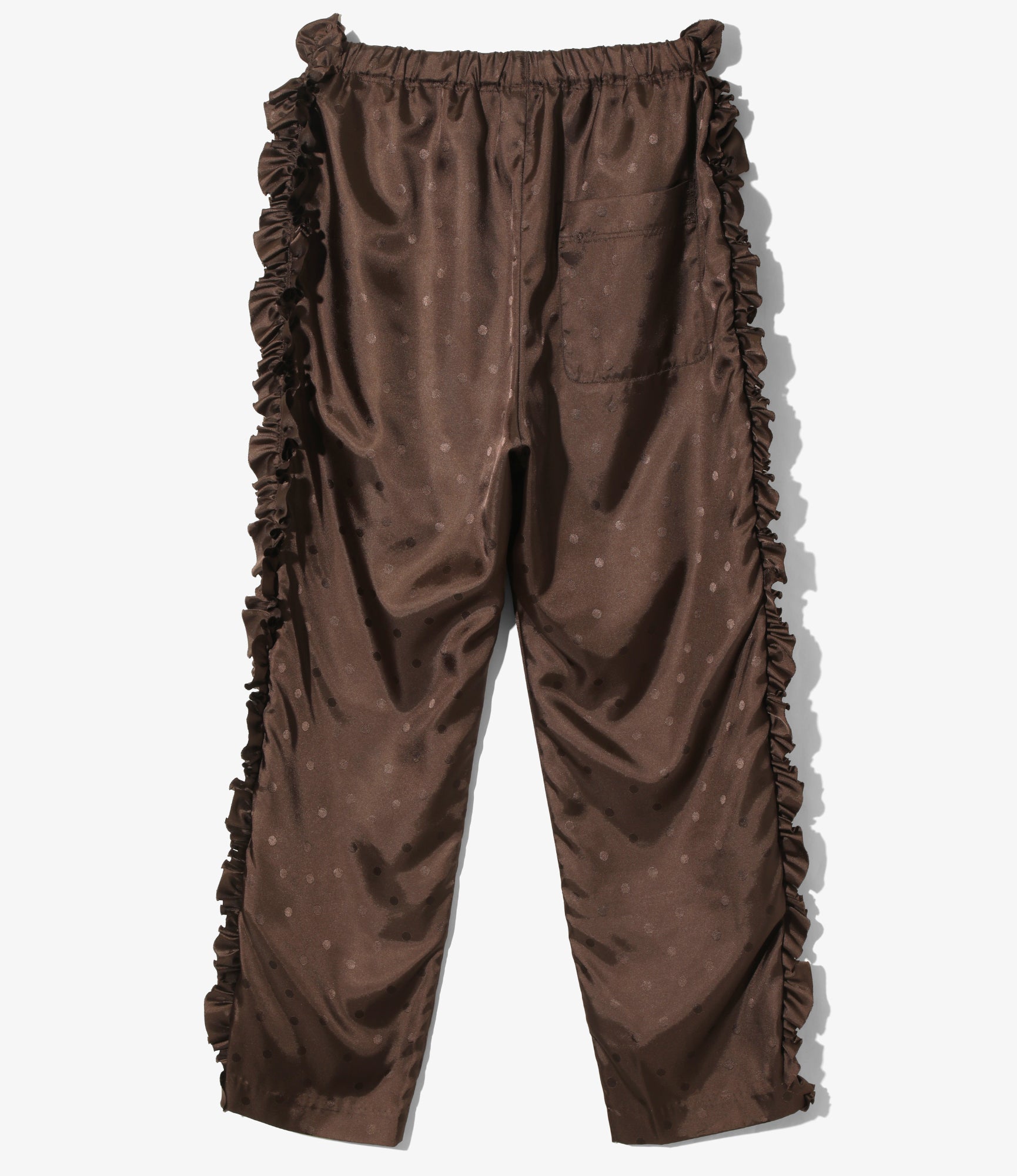 Frill Side Pants - Brown - Jacquard