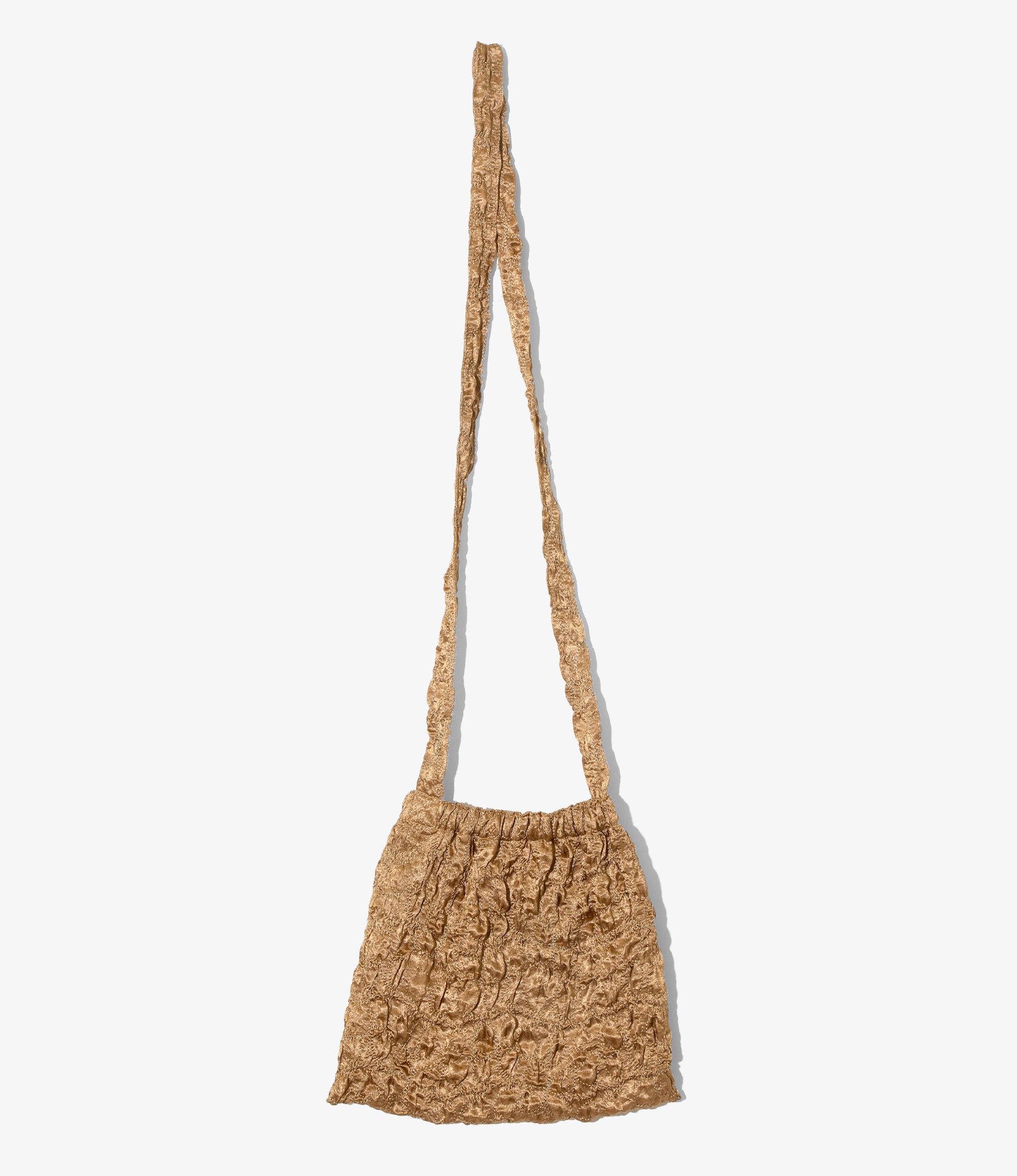 Elastic Pochette - Brown - Embroidery Satin