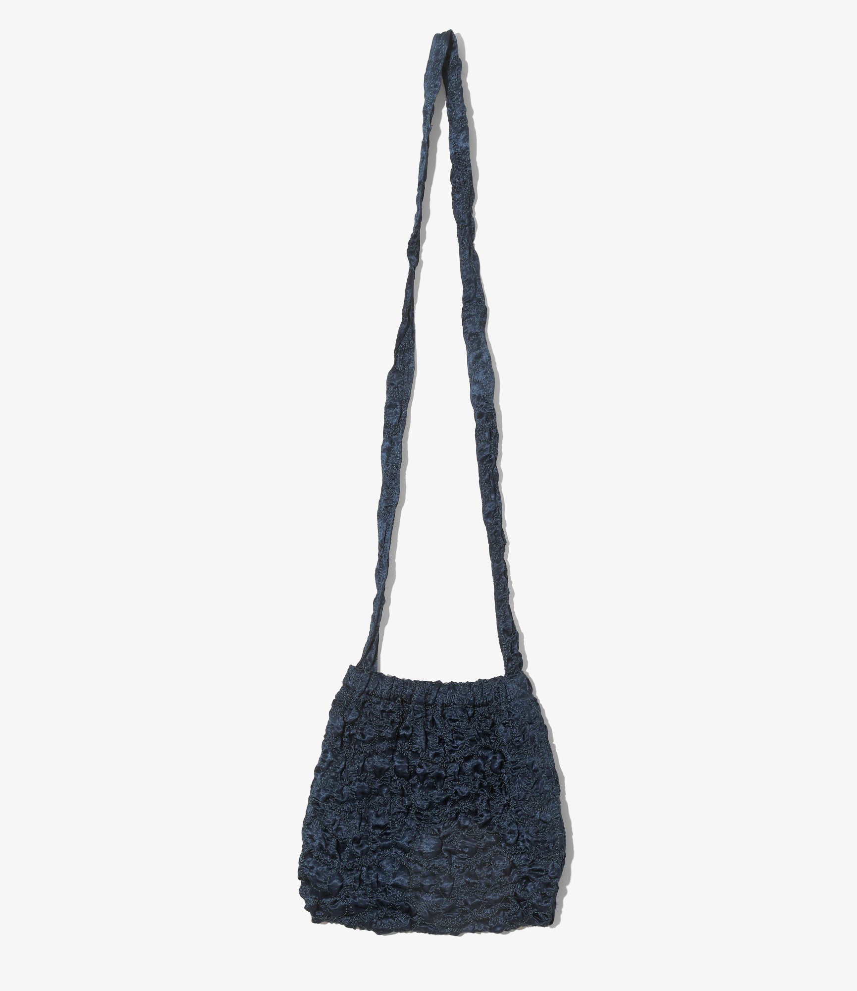 Elastic Pochette - Navy - Embroidery Satin