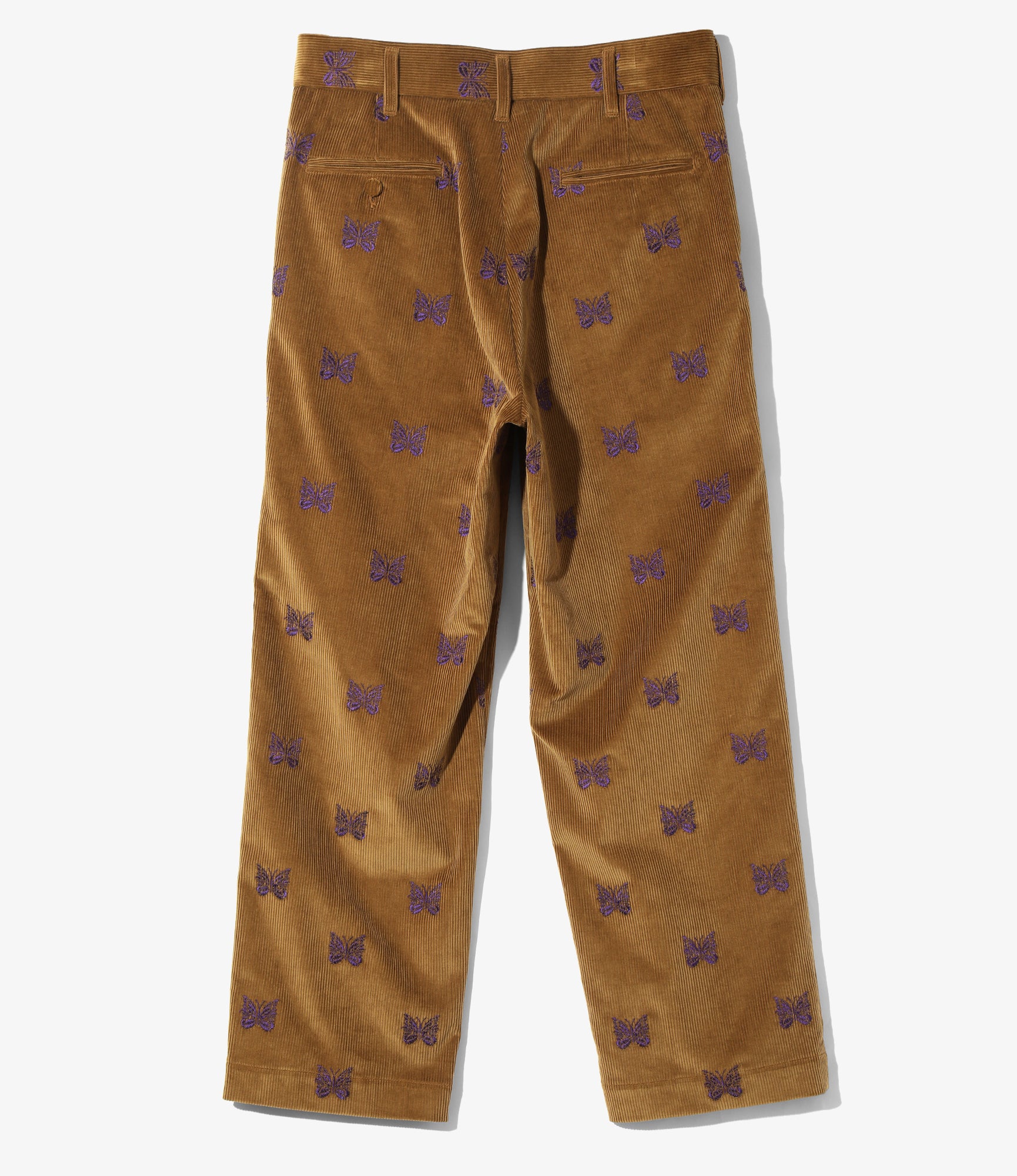 Women's Straight Trouser - Tan - Papillon Emb. Corduroy