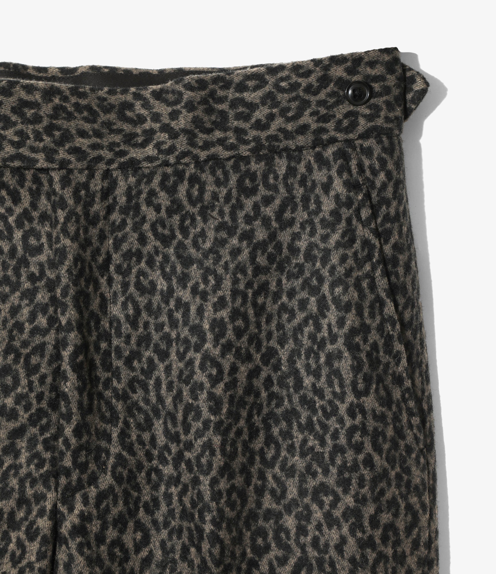 Side Tab Boot-Cut Trouser - Charcoal - Leopard Jacquard