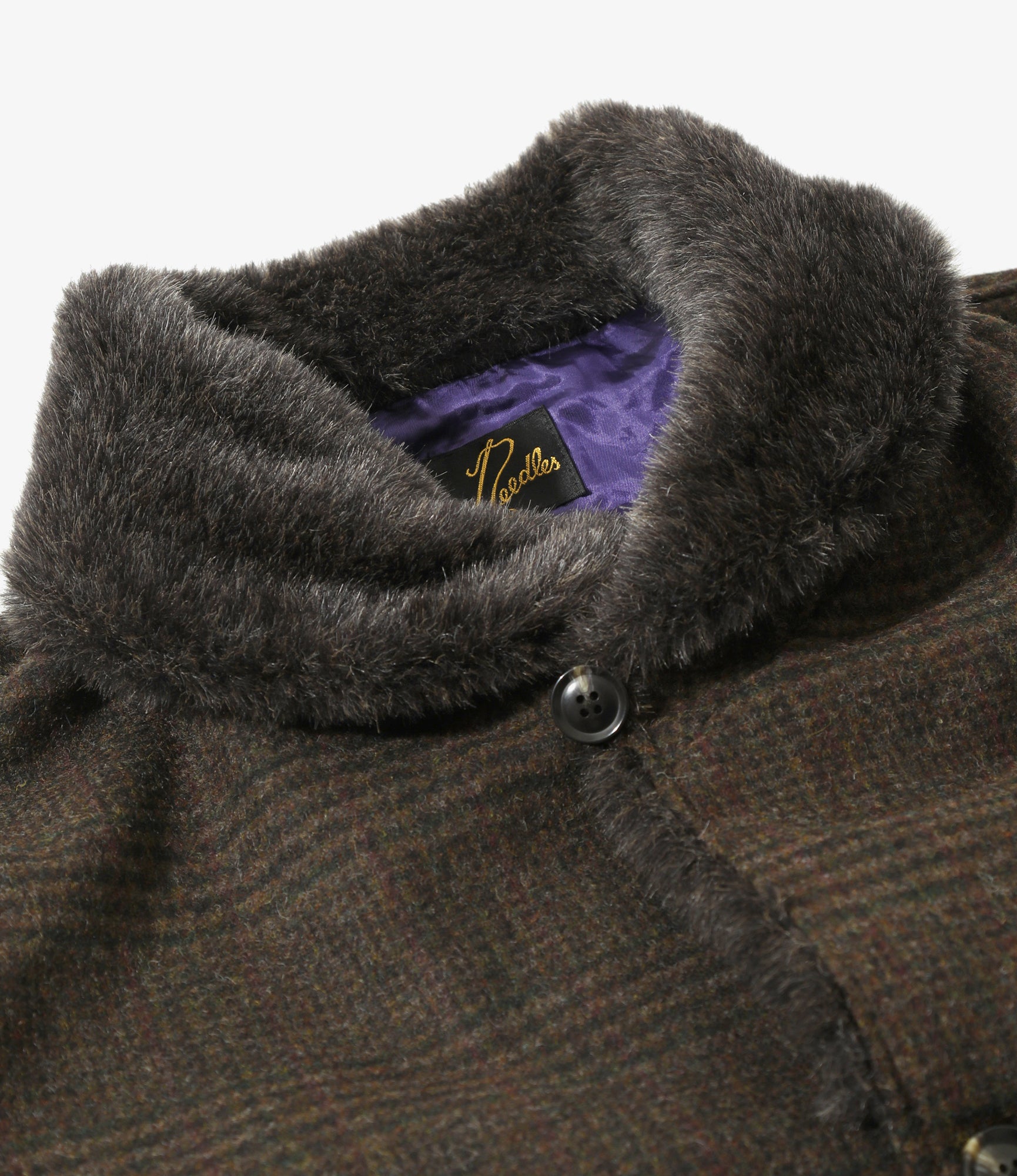 Shawl Collar Coat - Olive - Wool Glen Plaid