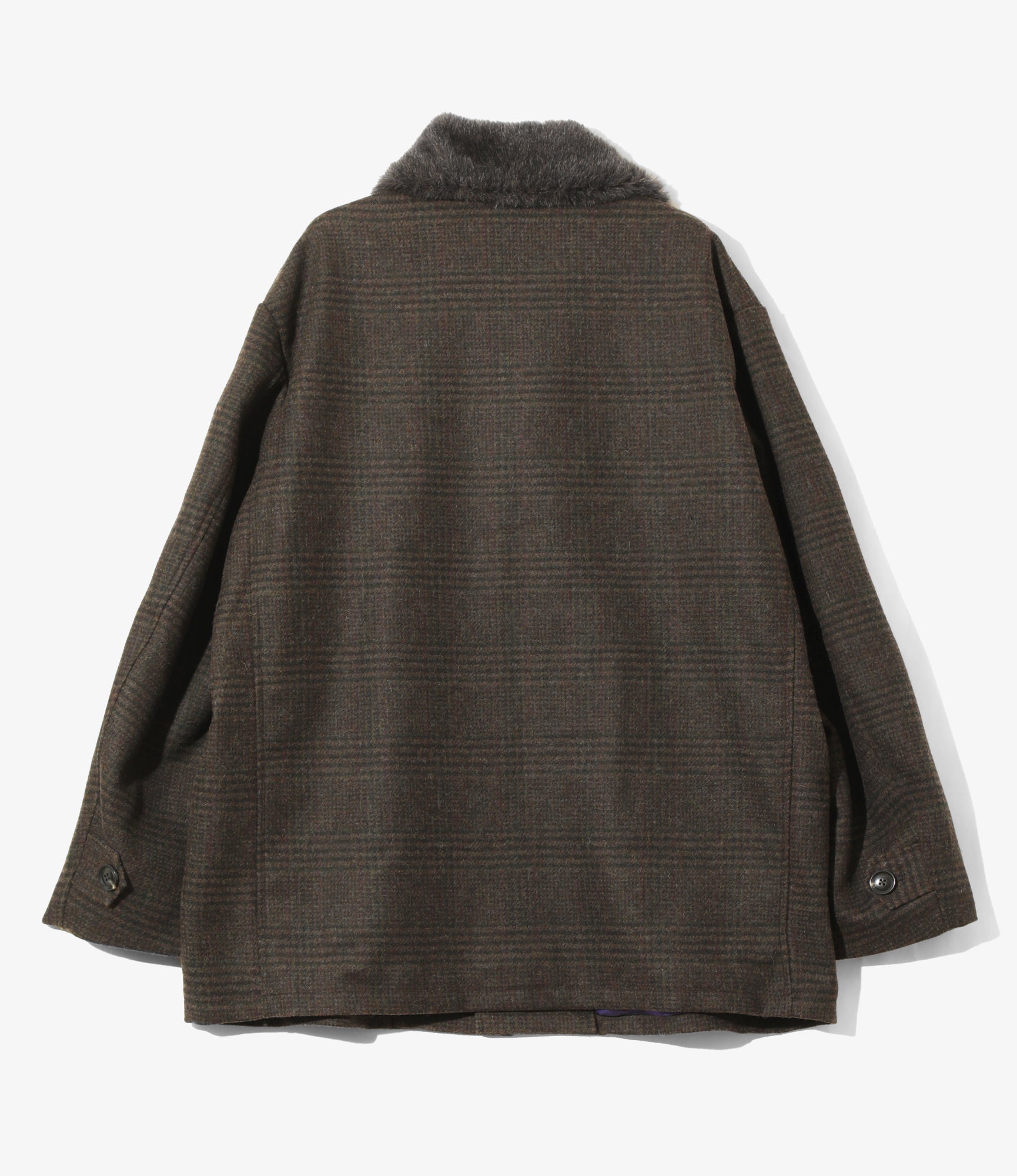 Shawl Collar Coat - Olive - Wool Glen Plaid