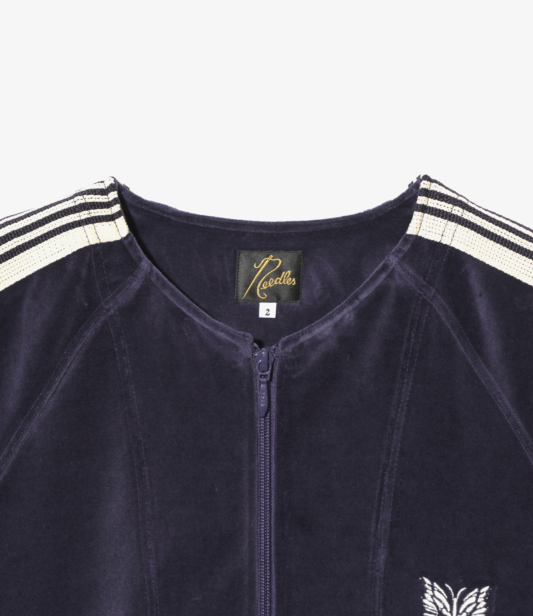 Women's Zipped Track Cardigan - Navy - C/PE Velour