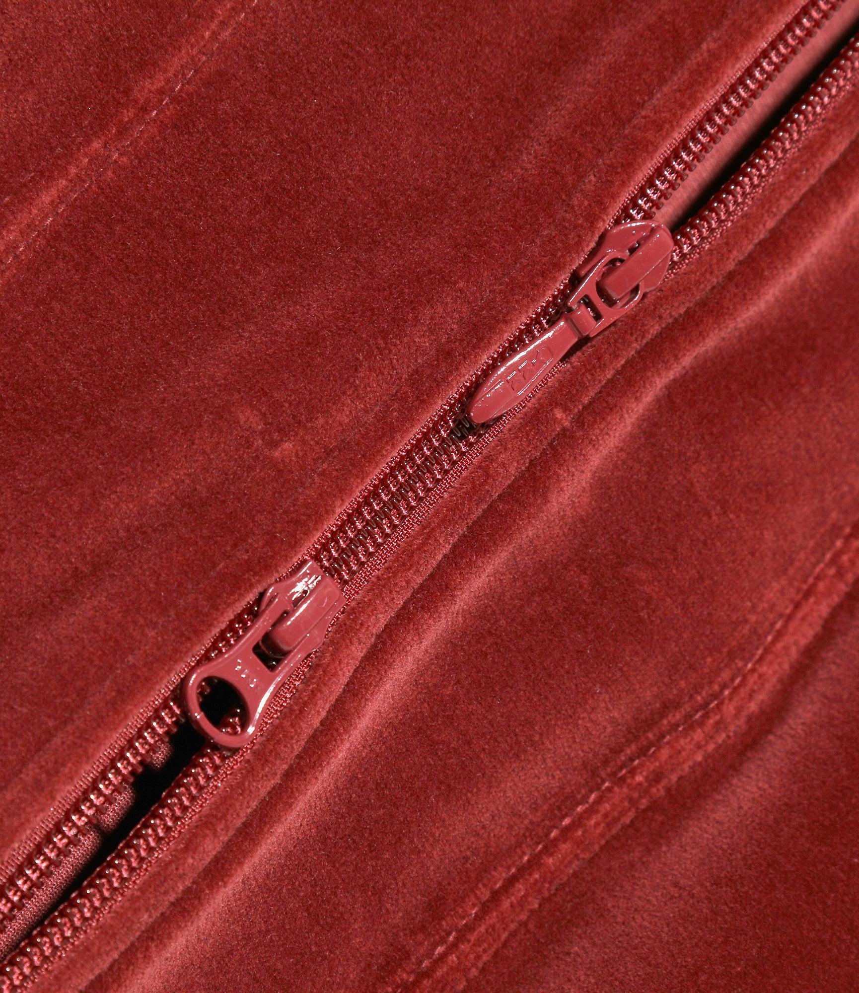 Women's Zipped Track Cardigan - Burgundy - C/PE Velour