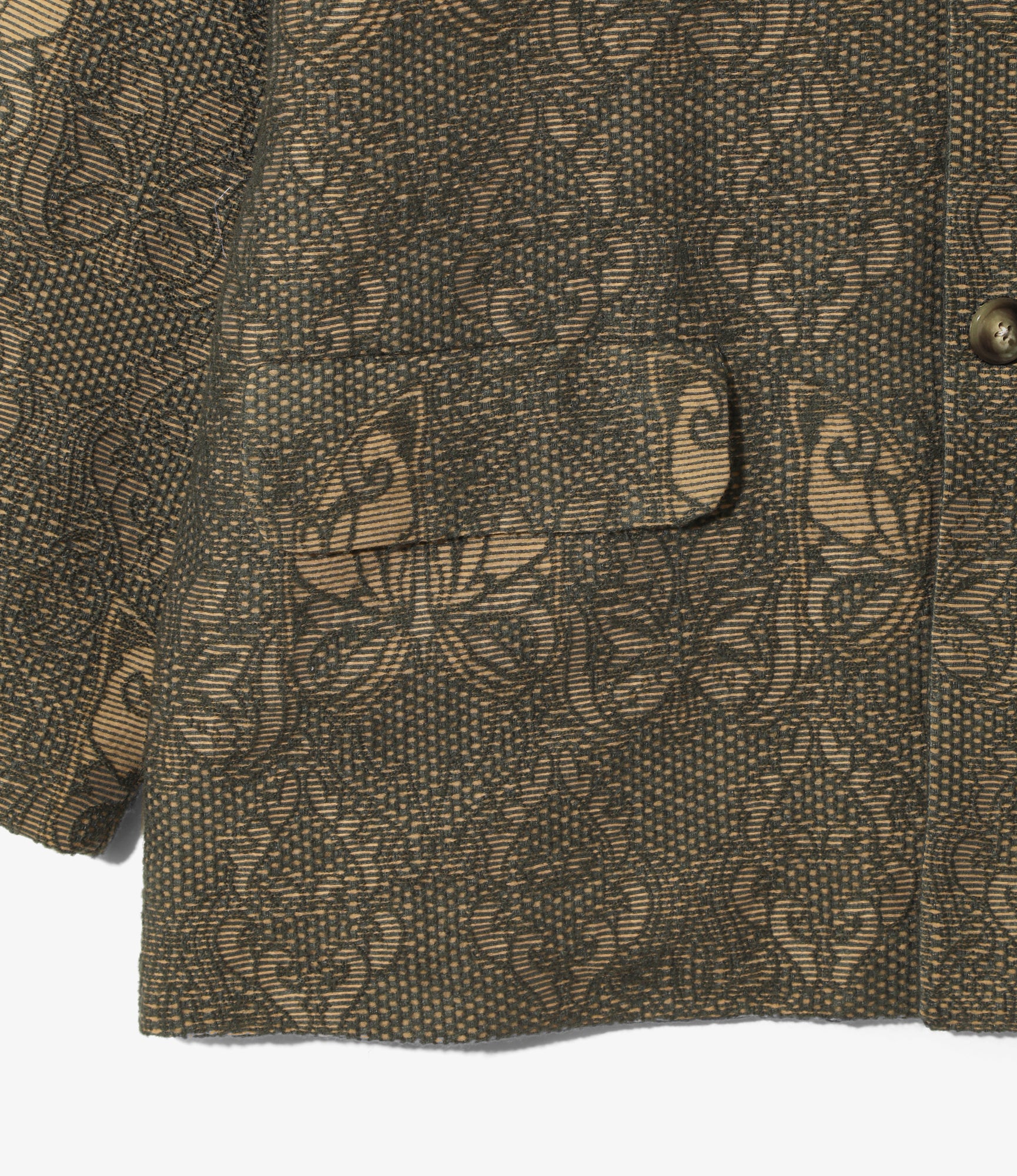 Women's Stand Collar Jacket - Green - Papillon Jacquard