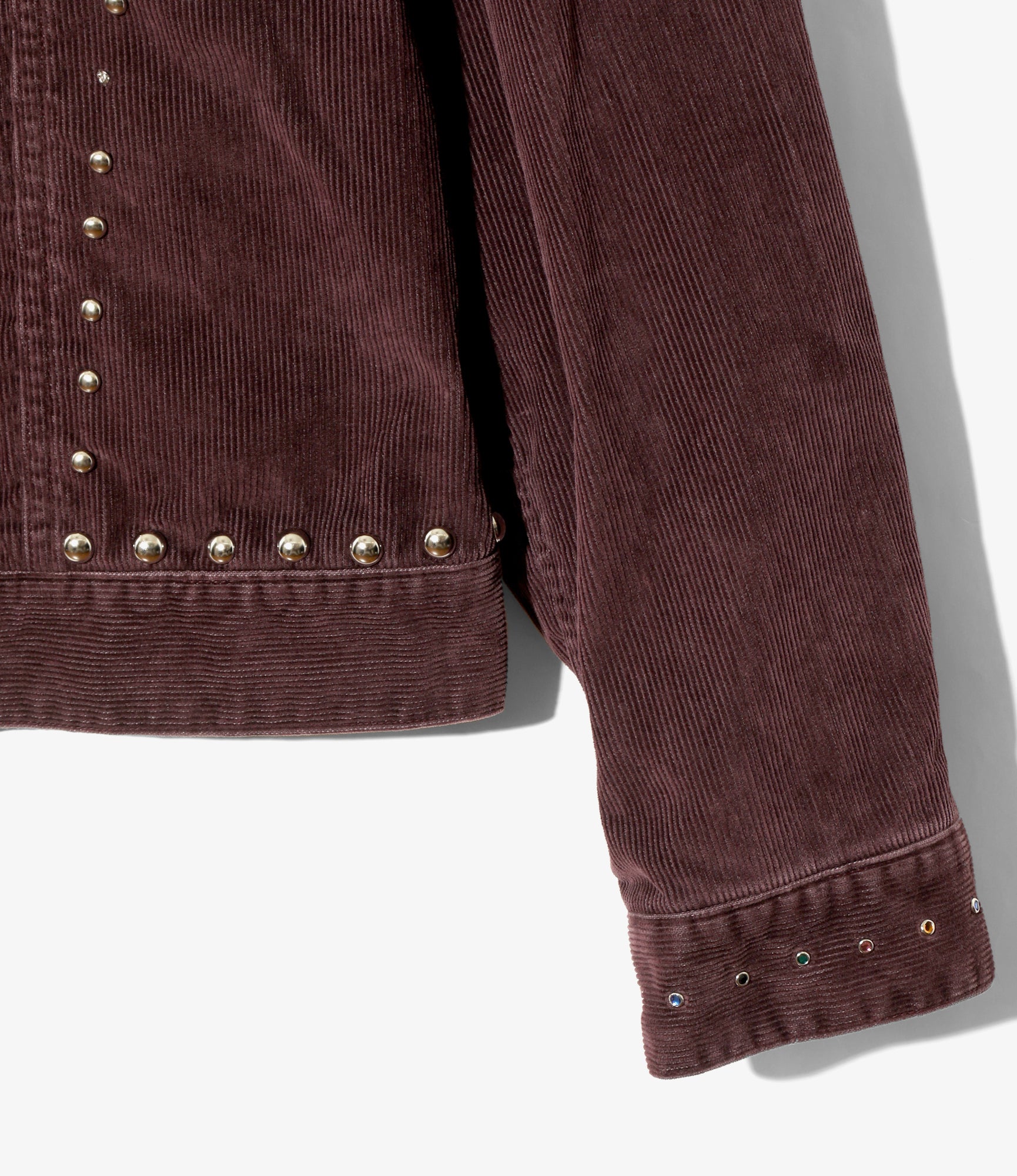 Studded Jean Jacket - Burgundy - 14W Corduroy