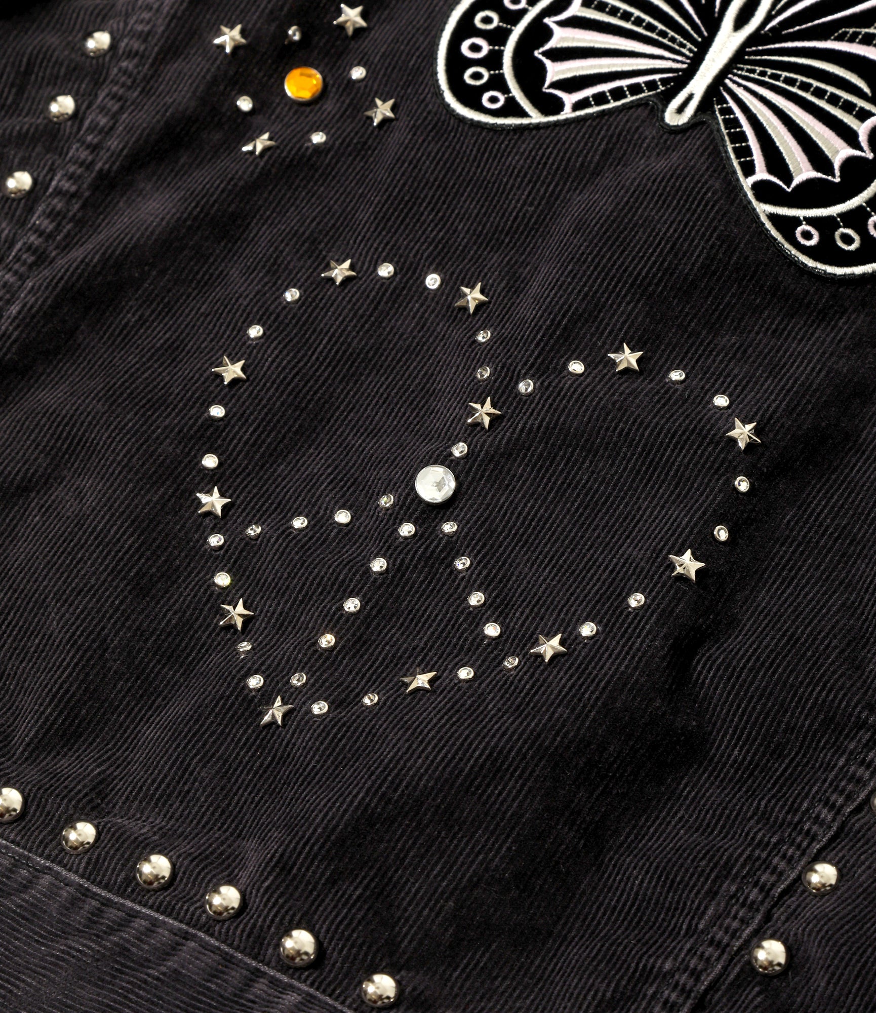 Studded Jean Jacket - Black - 14W Corduroy