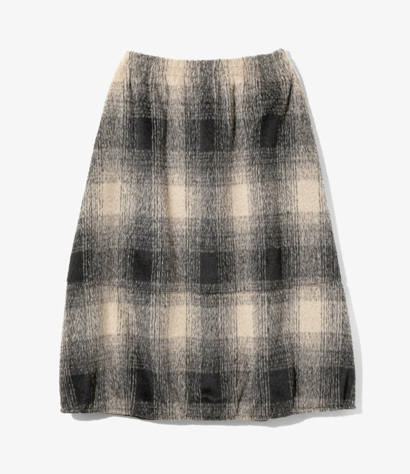 Women's Balloon Skirt - Plaid - Alpaca Shaggy