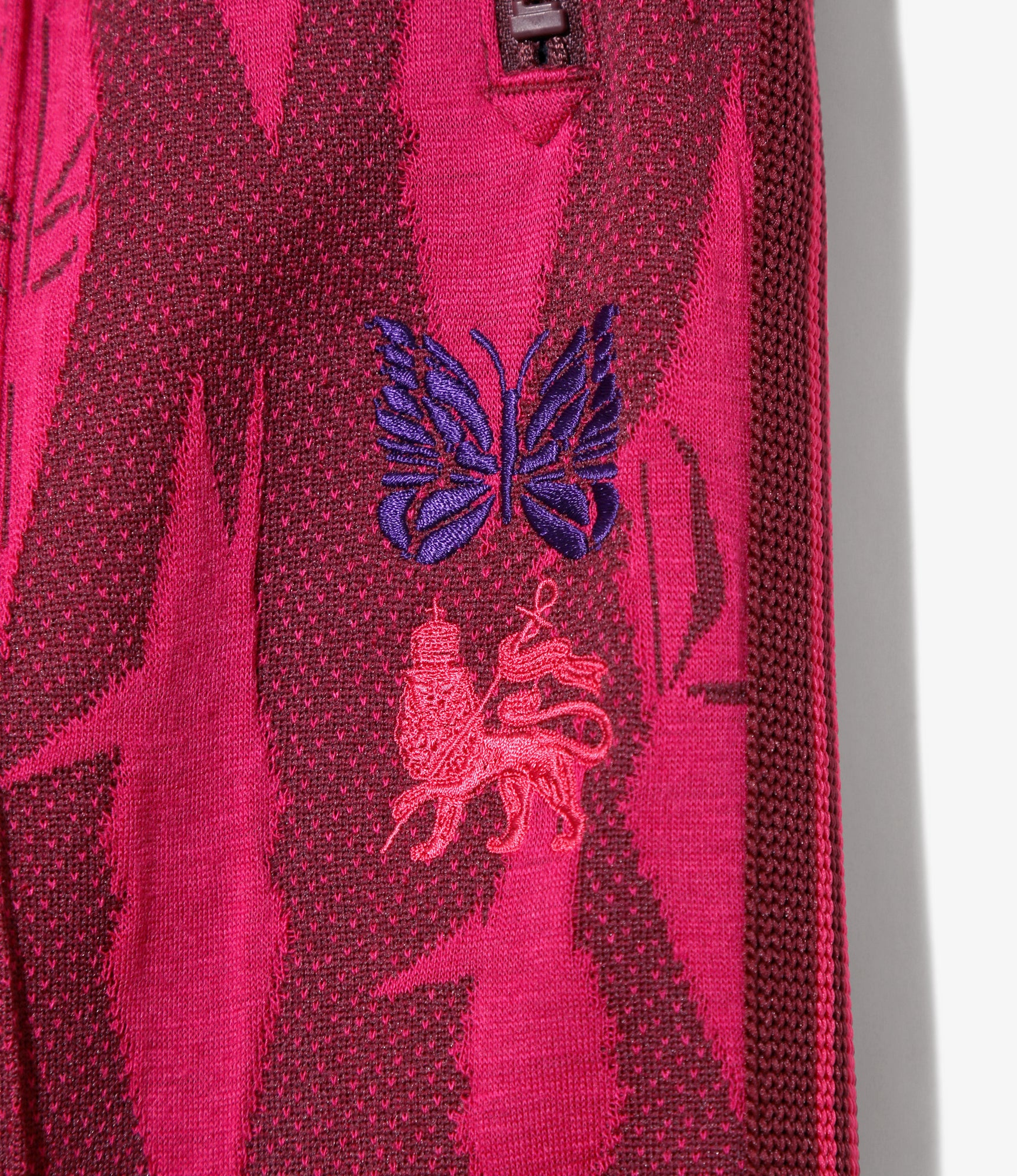 Needles x Sasquatchfabix - Track Pant - Bordeaux x Pink - Origami crane