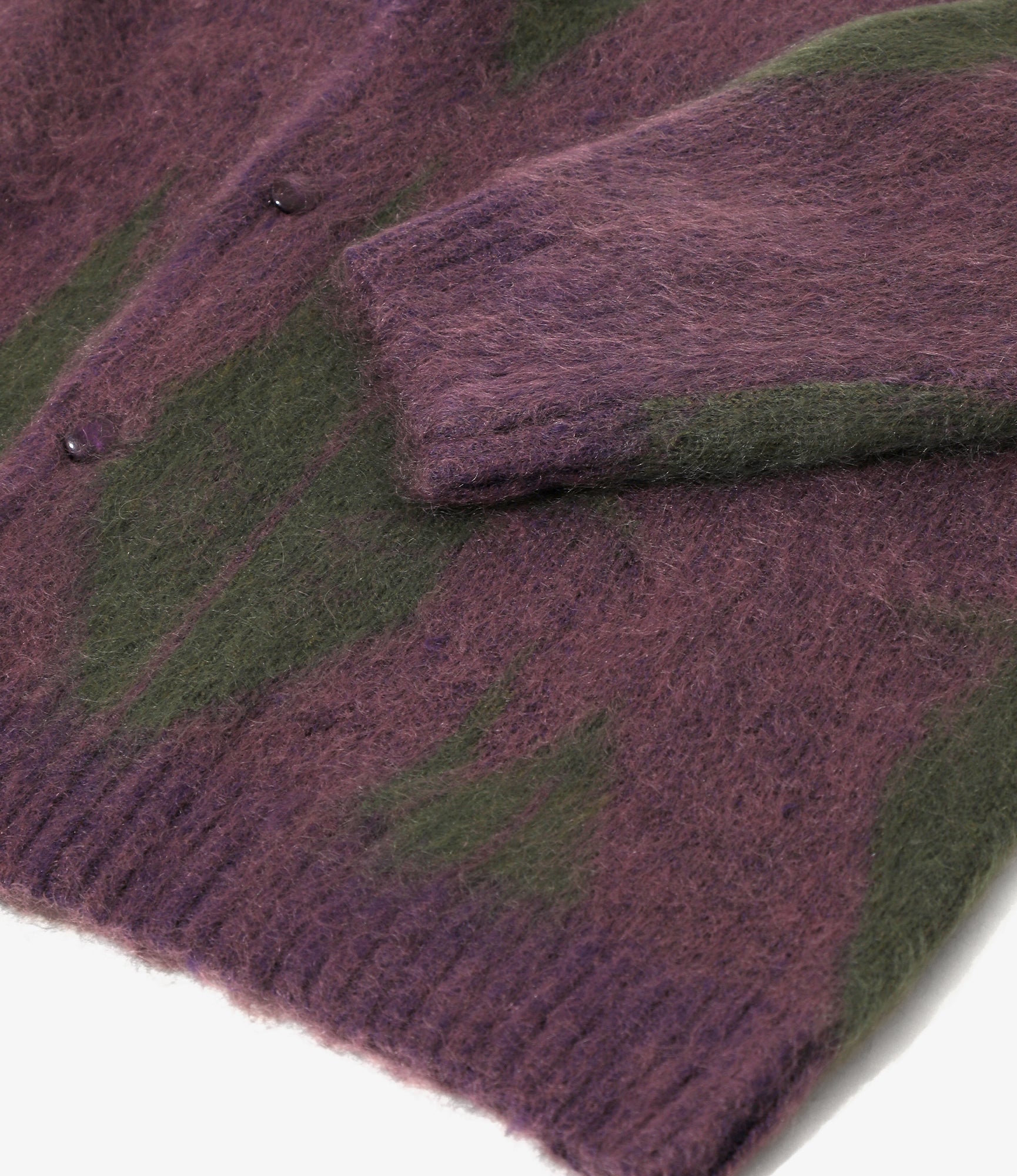 Needles x Sasquatchfabrix - Mohair Knit - Eggplant x Olive - Origami crane